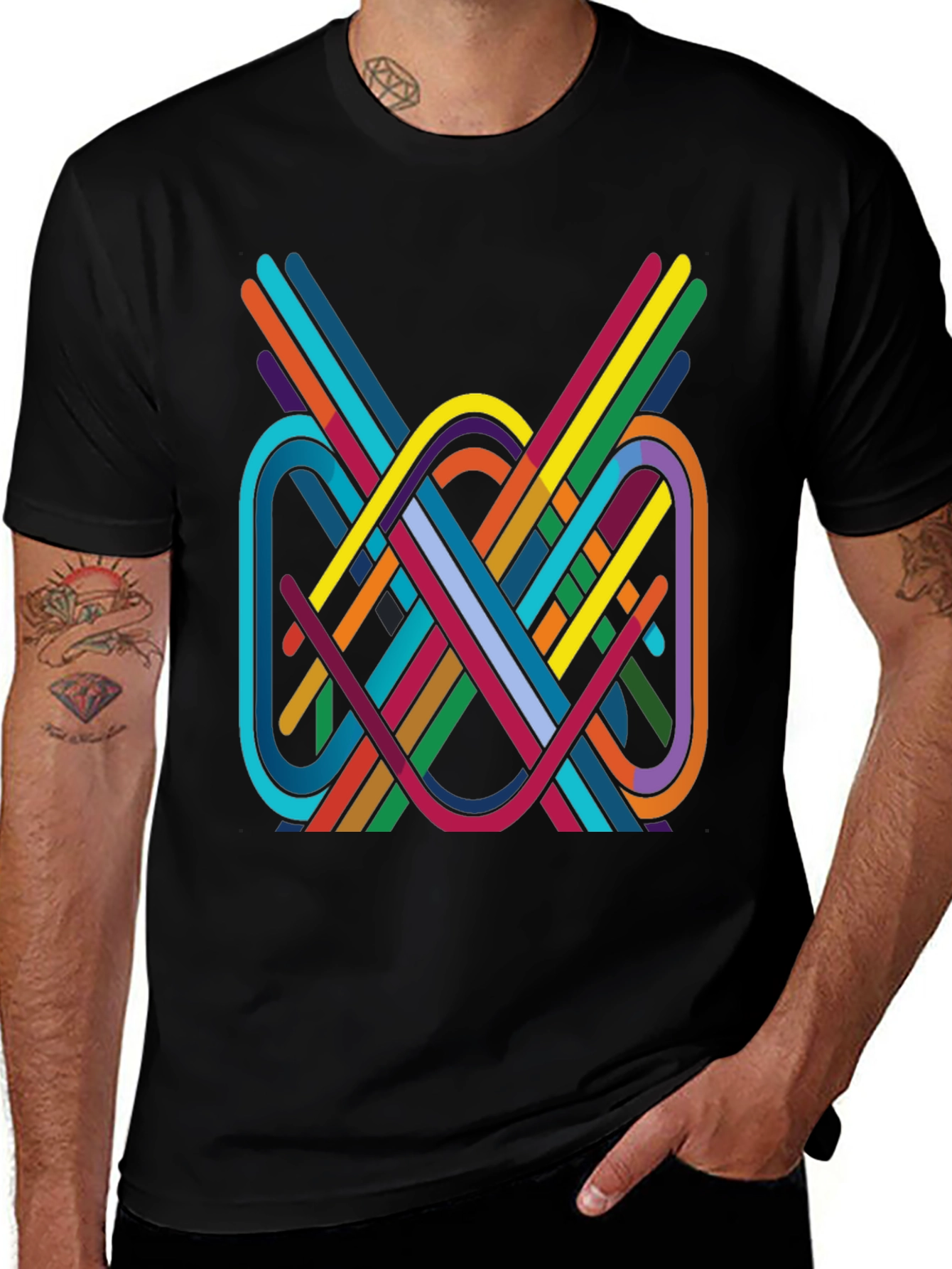 Variant 27 of Abstract Line Art Graphic Tee - Stylish Men's T-Shirt