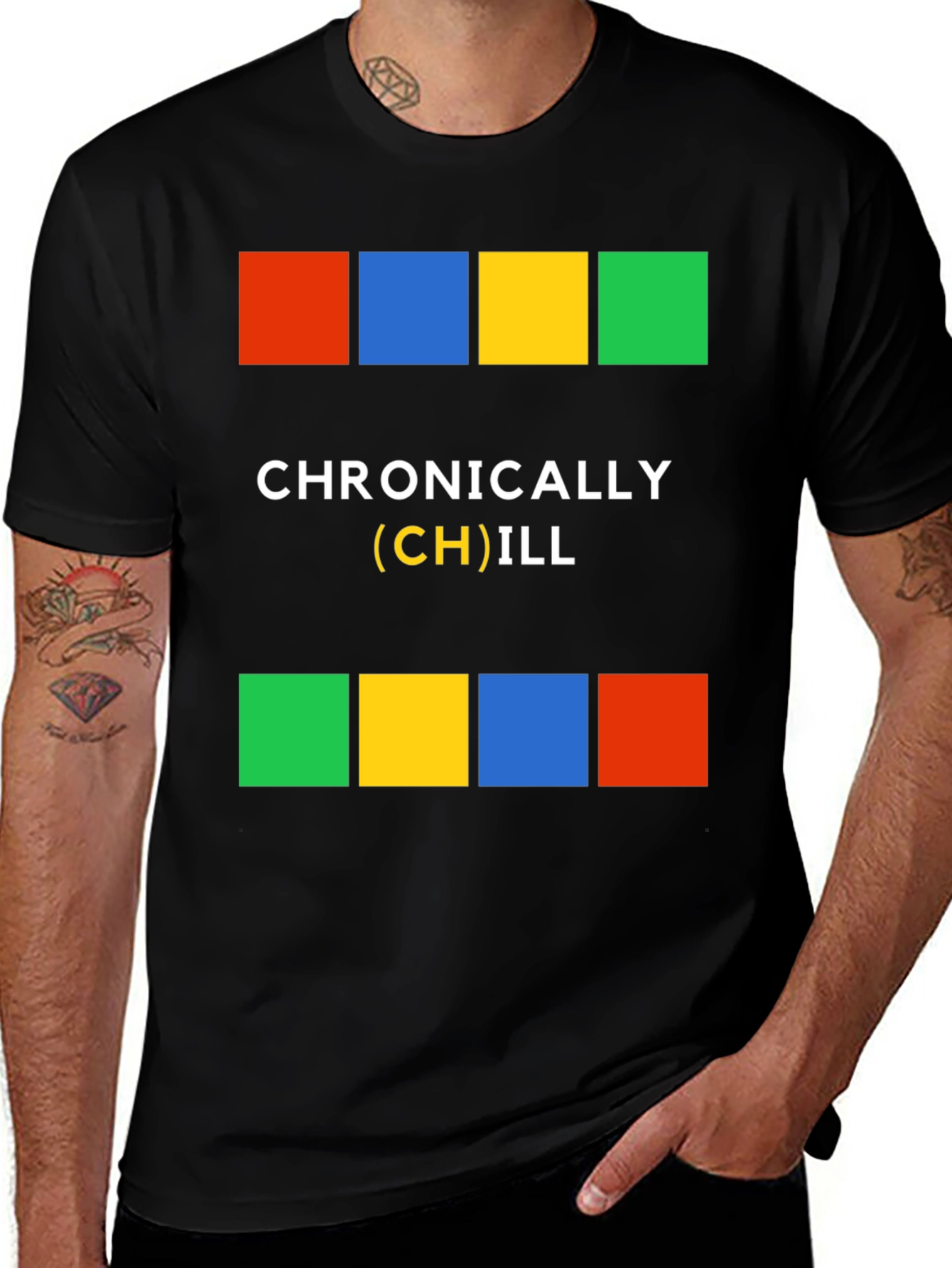 Variant 8 of Chronically (CH)ILL T-Shirt - Colorful Square Design