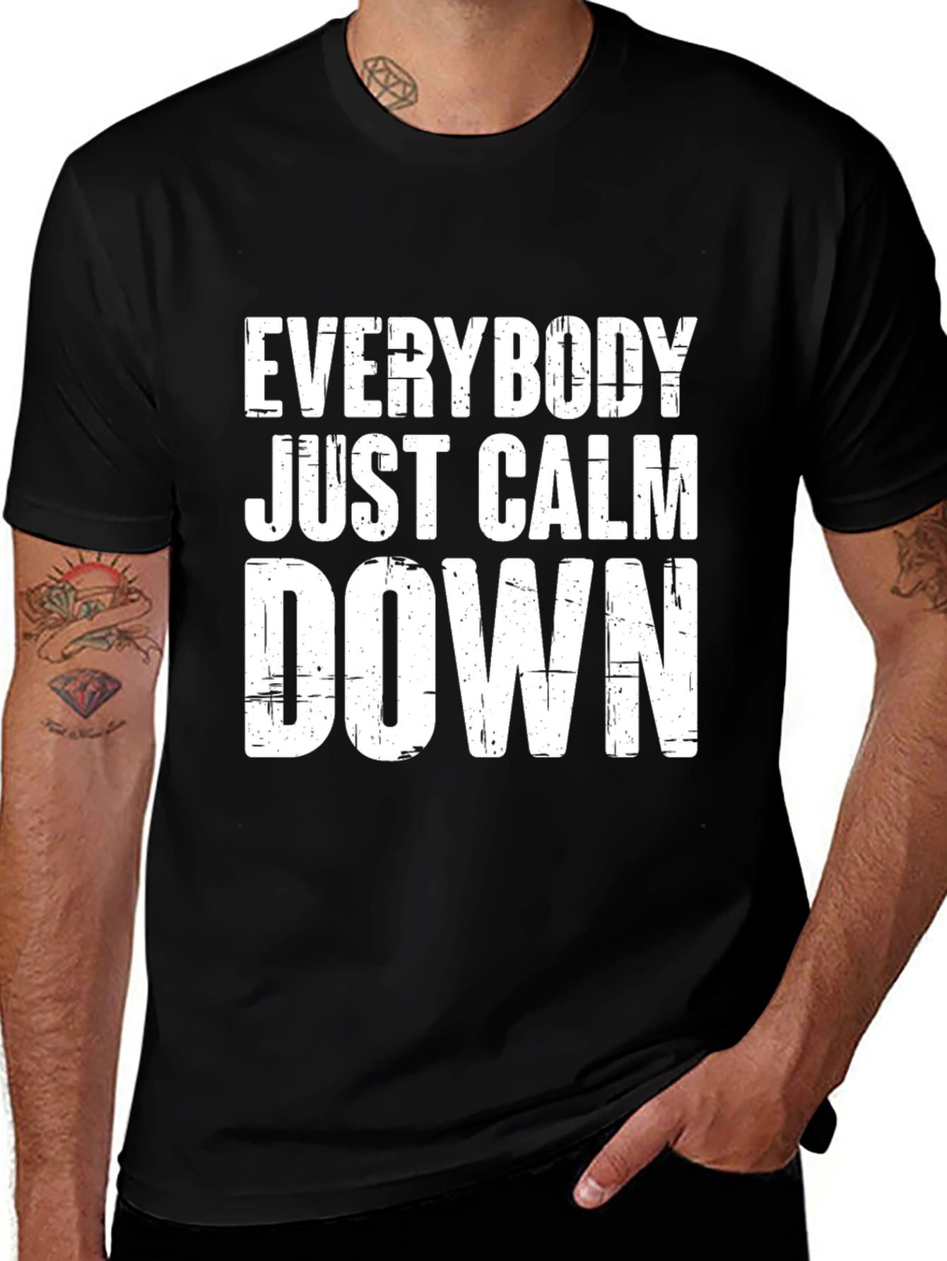Variant 16 of Everybody Just Calm Down Black T-Shirt