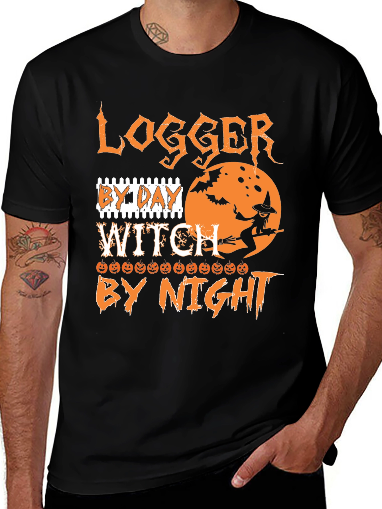Logger By Day Witch By Night Halloween T-Shirt