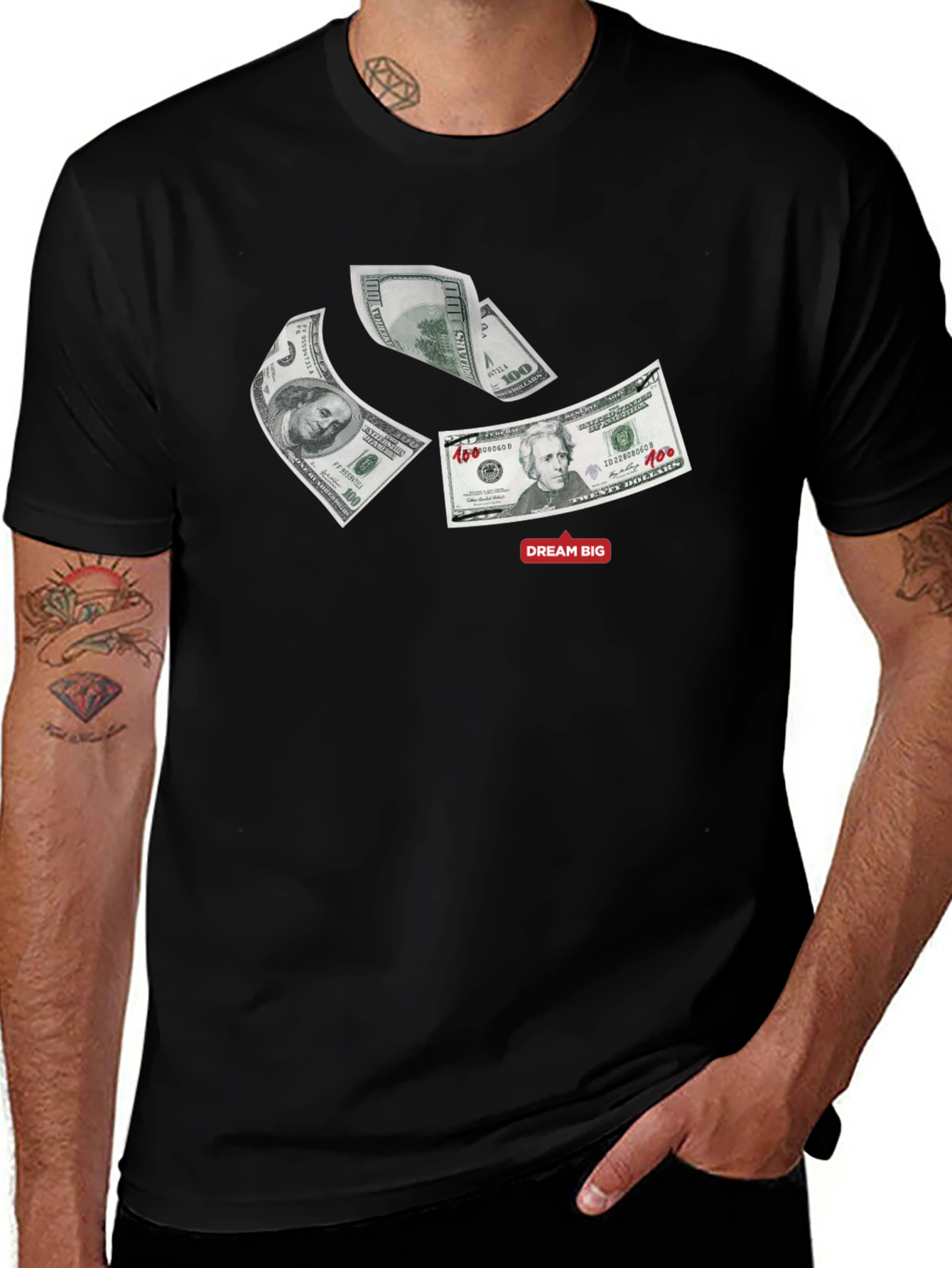 Variant 15 of Dream Big Money Graphic Tee - Black