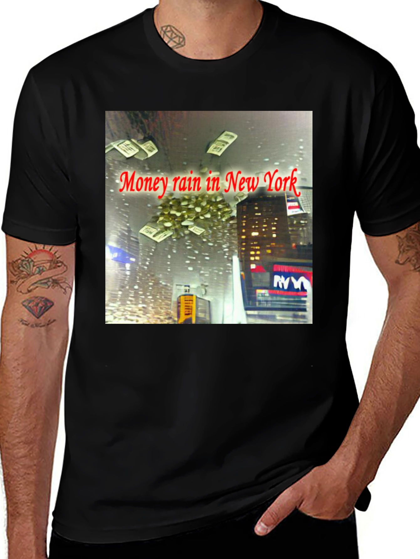 Money Rain New York Black T-Shirt