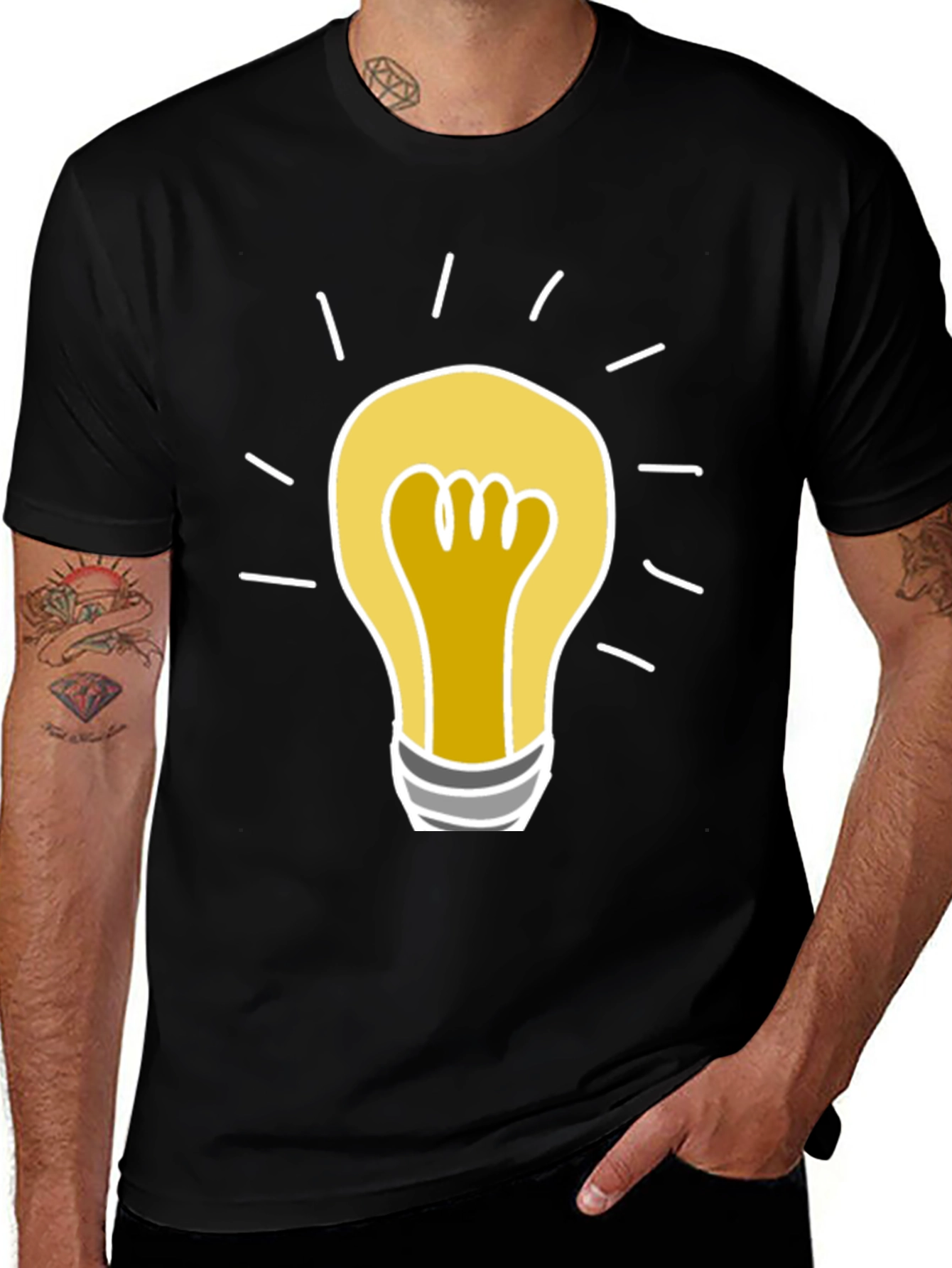 Variant 27 of Idea Bulb Graphic Tee - Soft Cotton Black T-Shirt