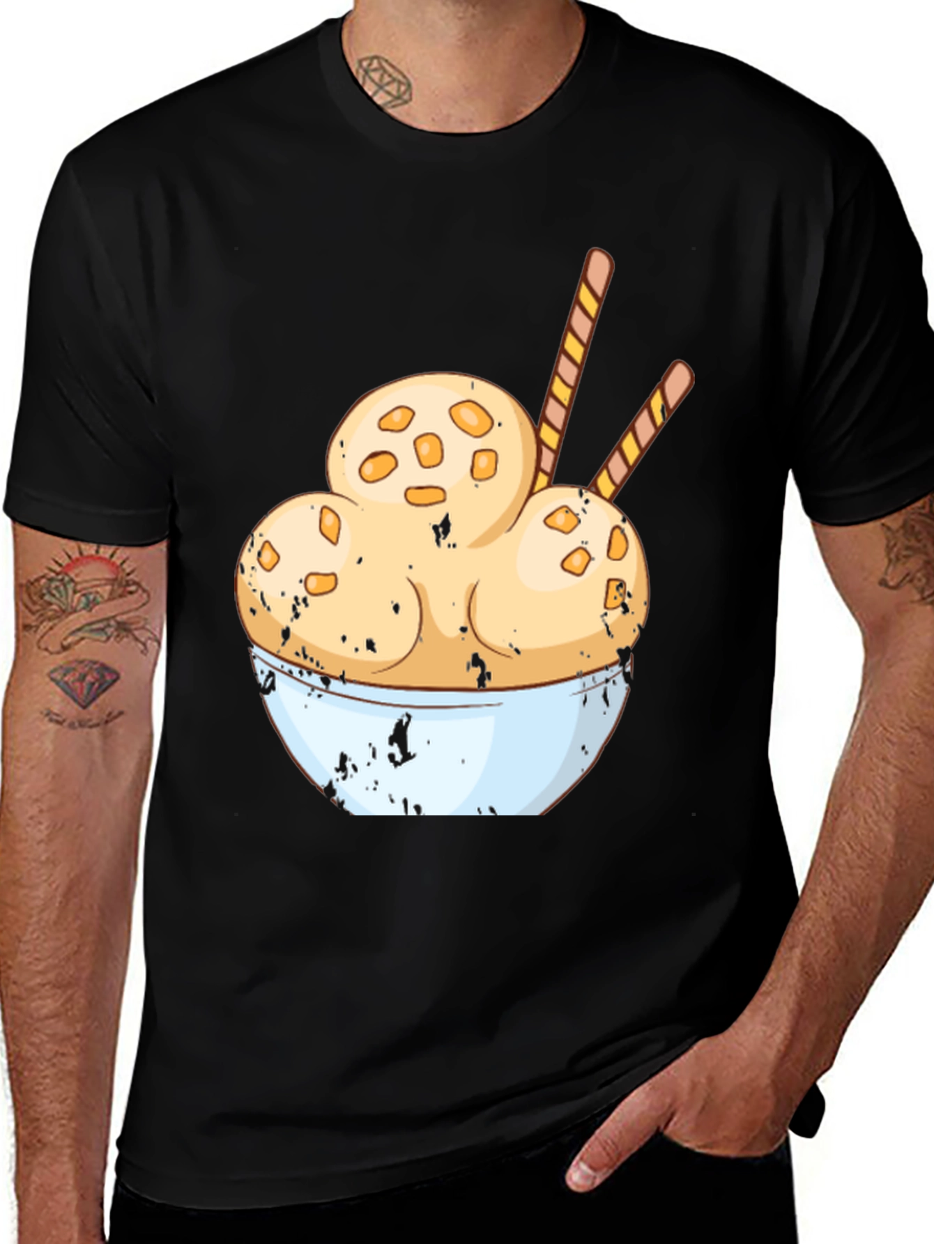 Variant 22 of Ice Cream Bowl Graphic Tee - Black