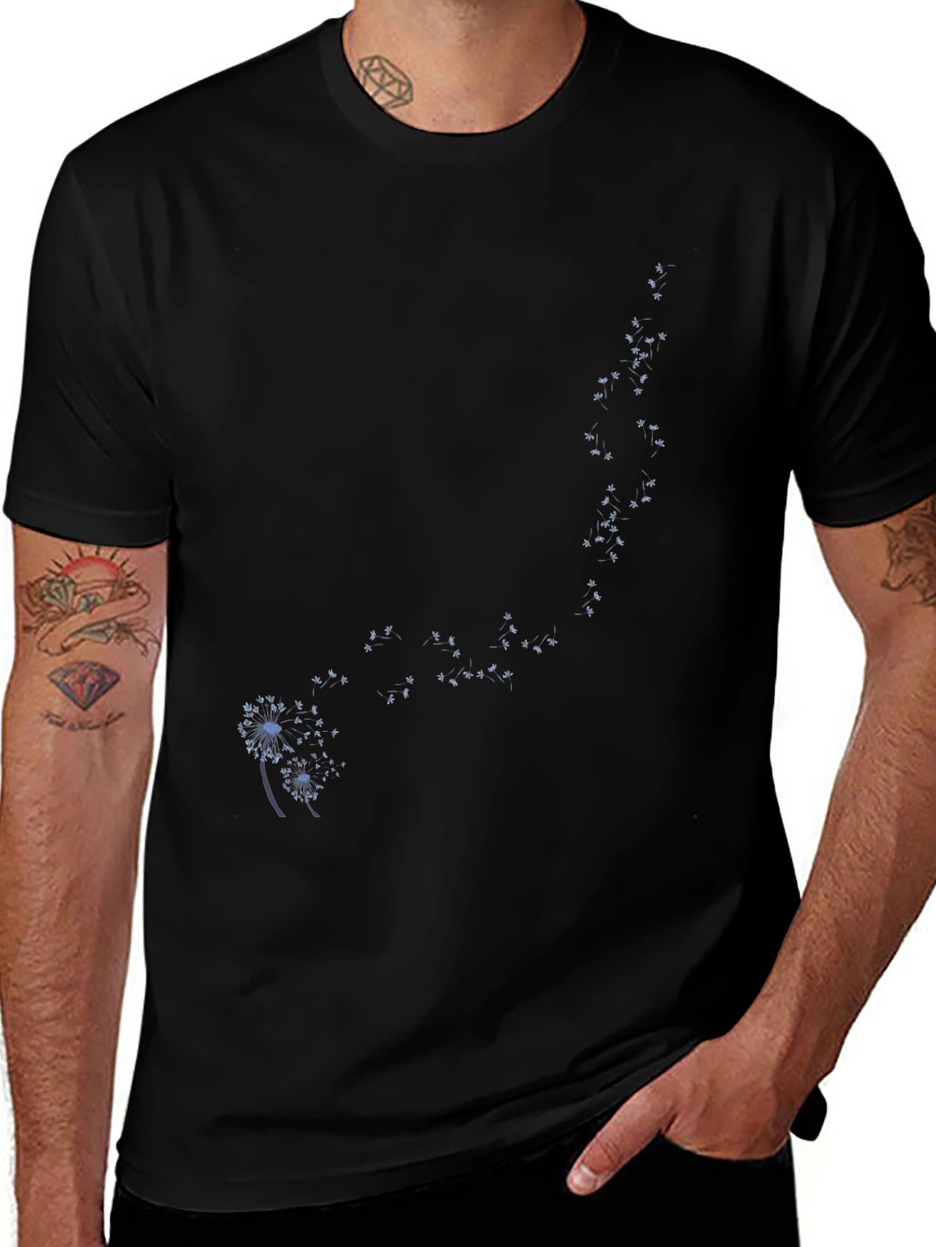 Black Dandelion Tee - Stylish Graphic Print