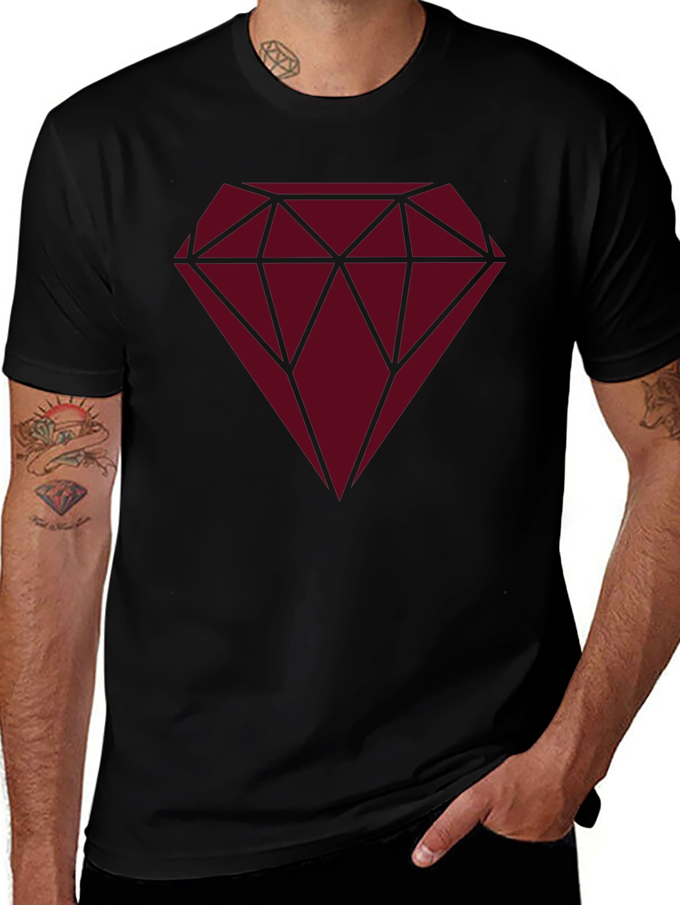 Variant 21 of Diamond Graphic Print Black T-Shirt