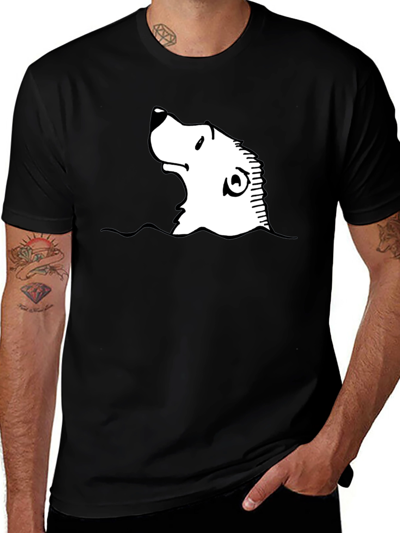 Variant 30 of Cartoon Seal Graphic Black T-Shirt