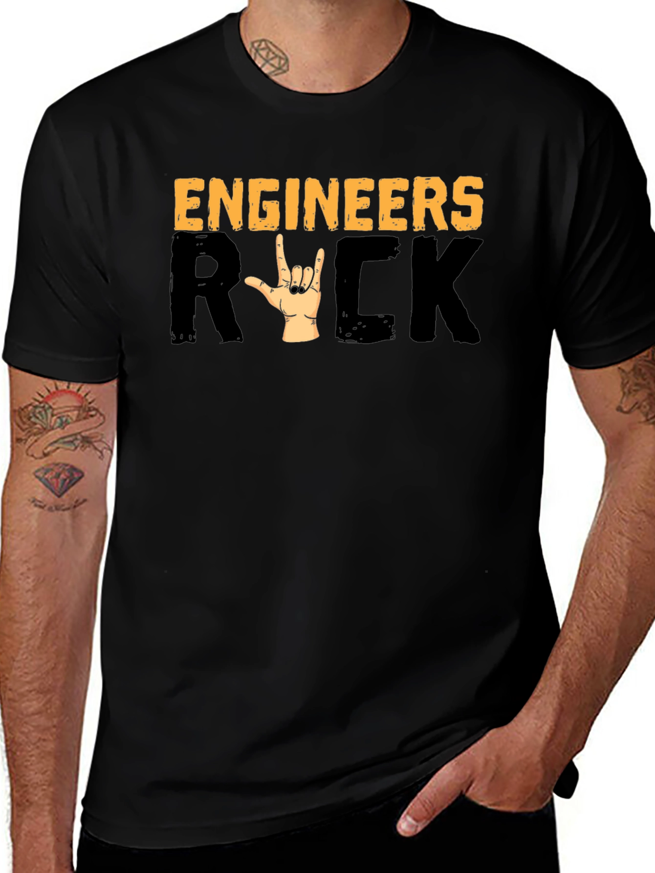 Variant 5 of Engineers Rock T-Shirt - Heavy Metal Hand Sign