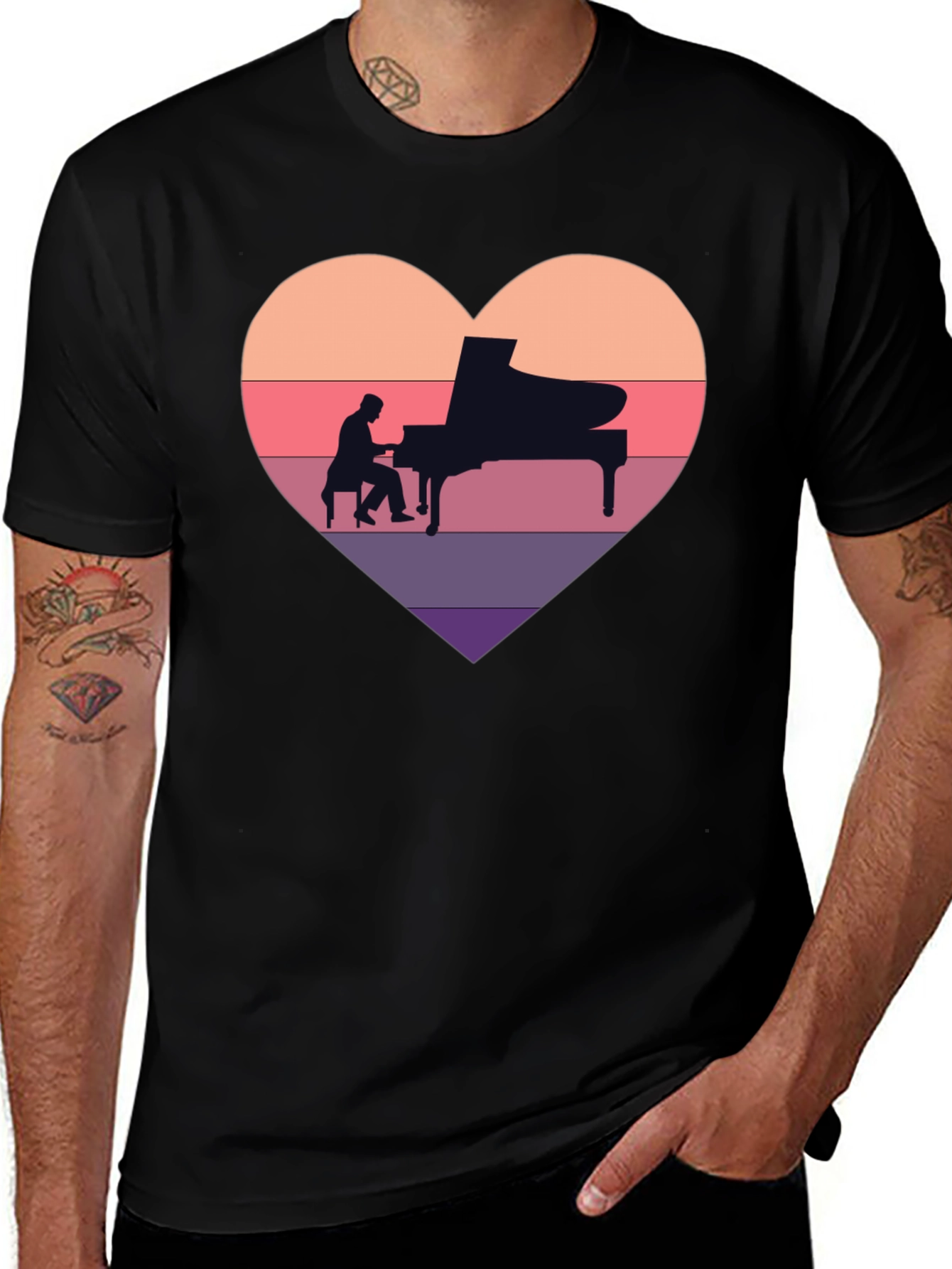 Variant 21 of Piano Heart T-Shirt - Musician Lover Tee