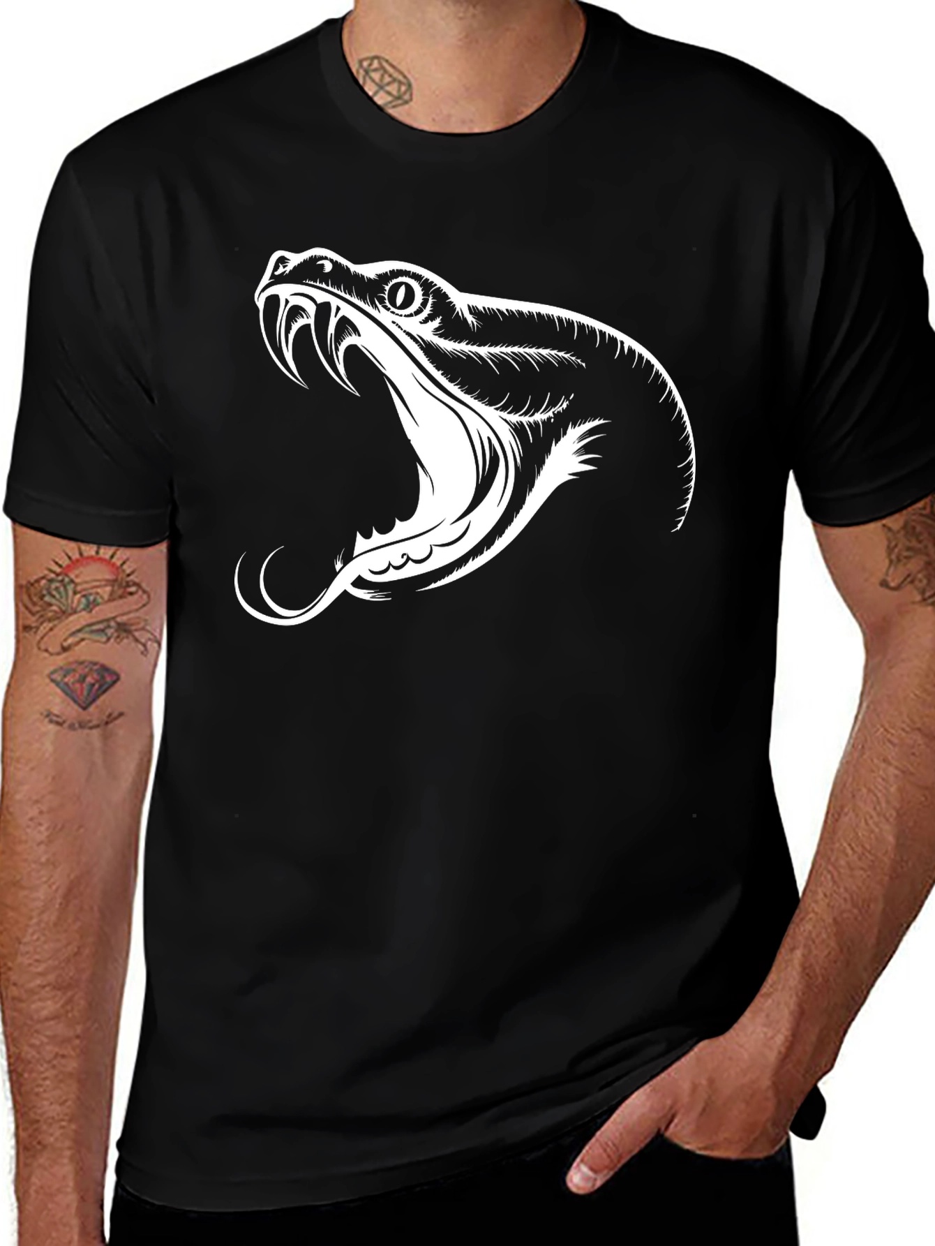 Variant 11 of Black Snake Graphic Tee - Men's Stylish T-Shirt