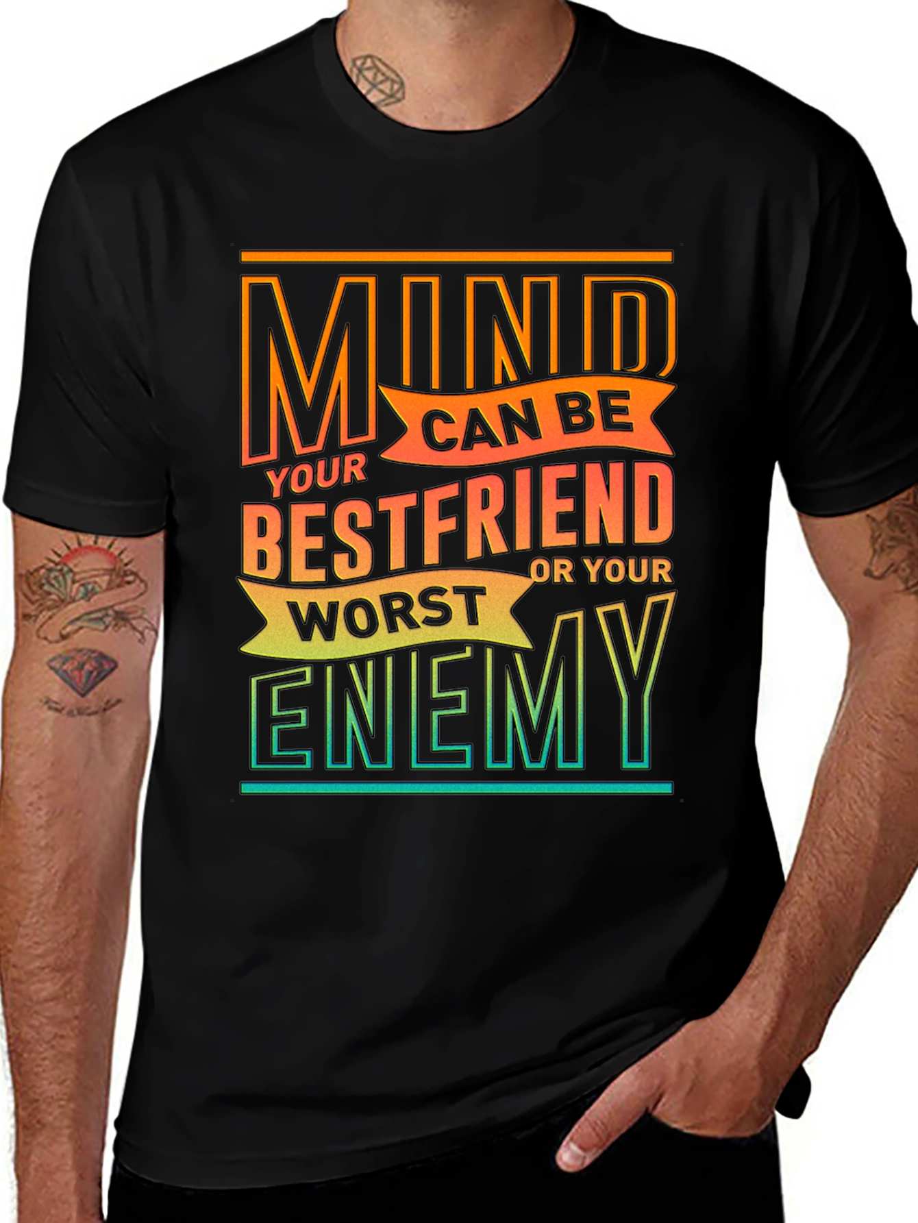 Variant 13 of Motivational T-Shirt: Mind, Bestfriend, Enemy