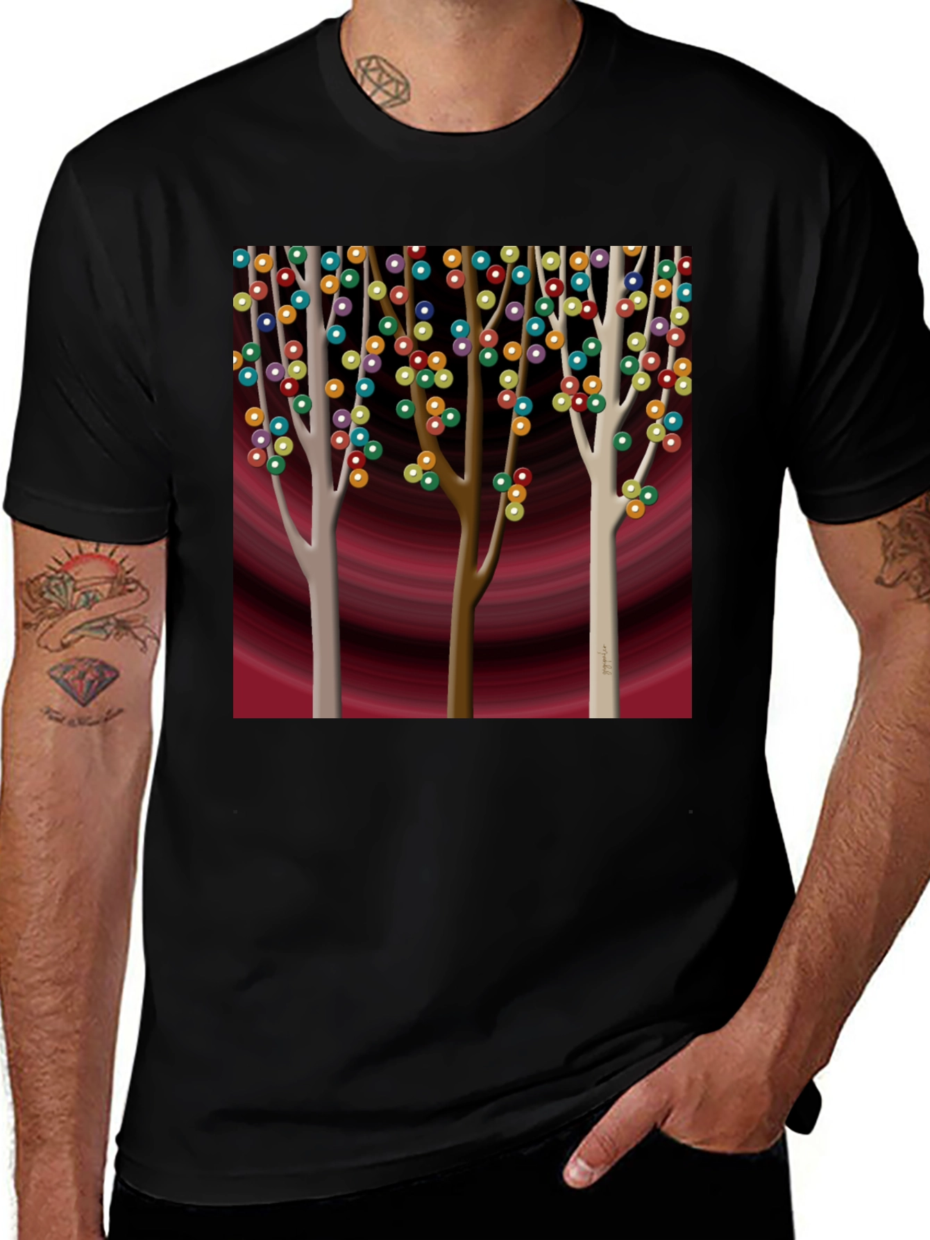 Variant 30 of Colorful Trees Graphic T-Shirt - Modern Art Tee