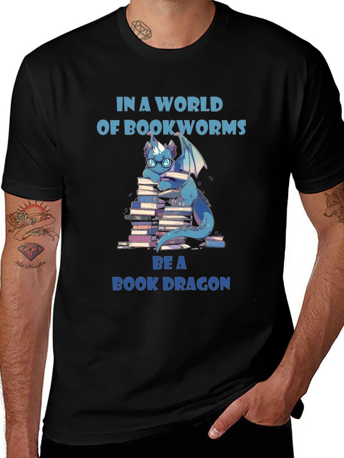 Variant 23 of Book Dragon T-Shirt - In a World of Bookworms