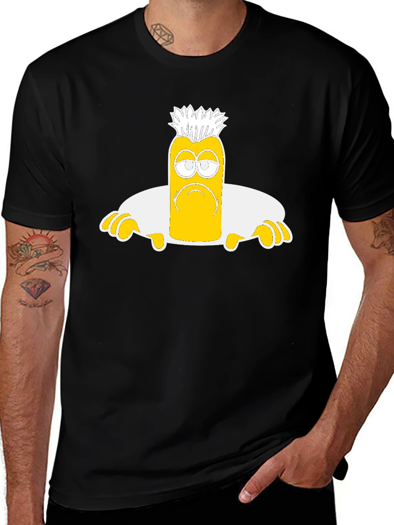 Variant 2 of Sad Pineapple Graphic Tee - Black Cotton Shirt