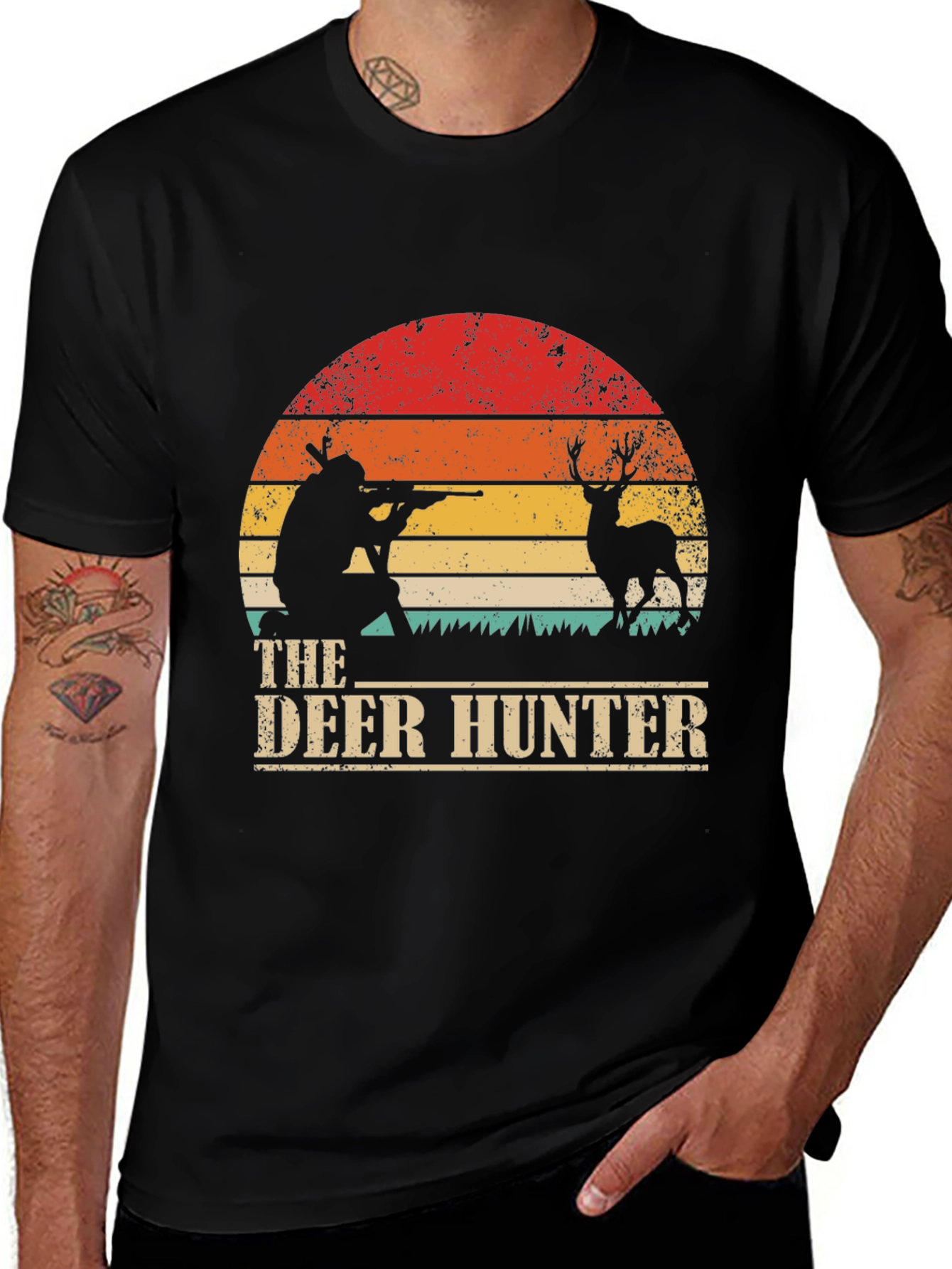 Variant 28 of The Deer Hunter Retro Graphic Tee - Black