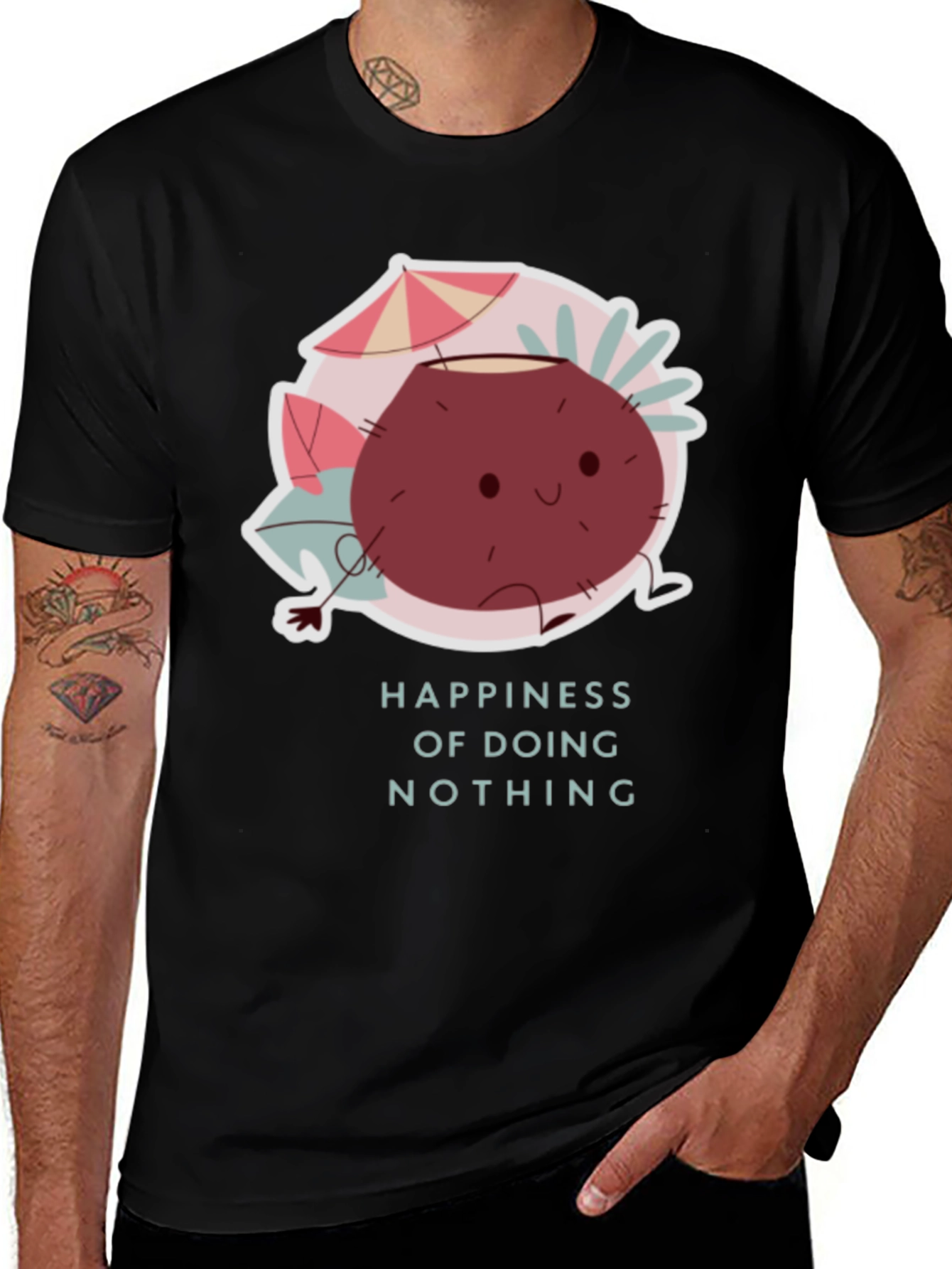 Variant 24 of Happiness of Doing Nothing T-Shirt, Cute Coconut Design