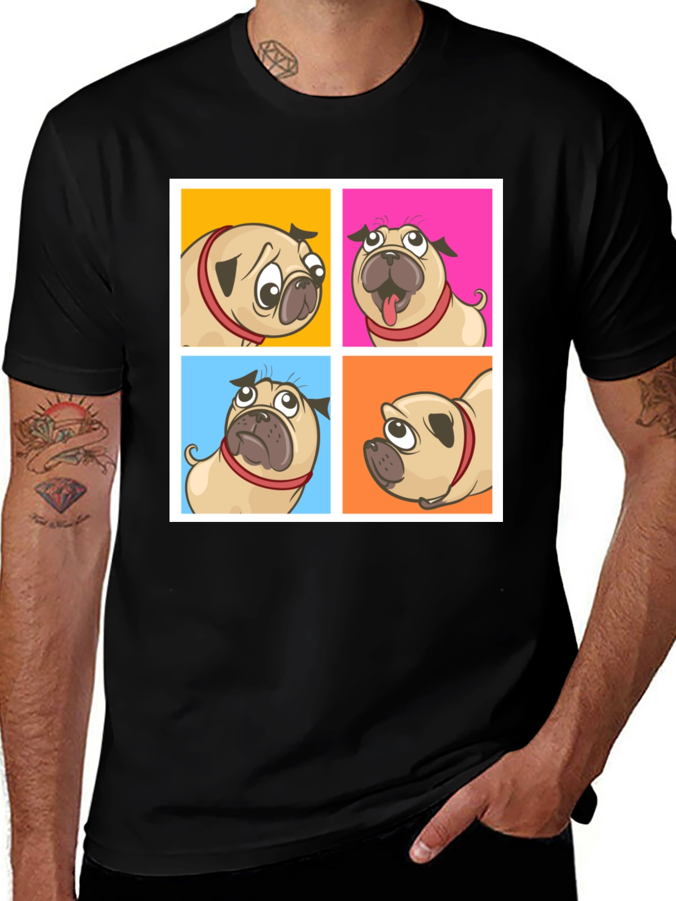 Variant 7 of Pug Moods Graphic Tee - Fun & Trendy!
