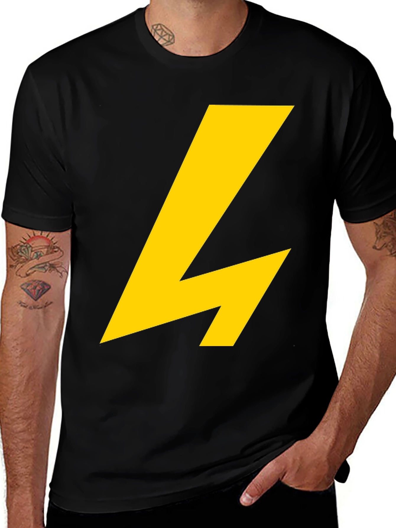 Variant 16 of Black T-Shirt with Yellow Lightning Bolt Graphic