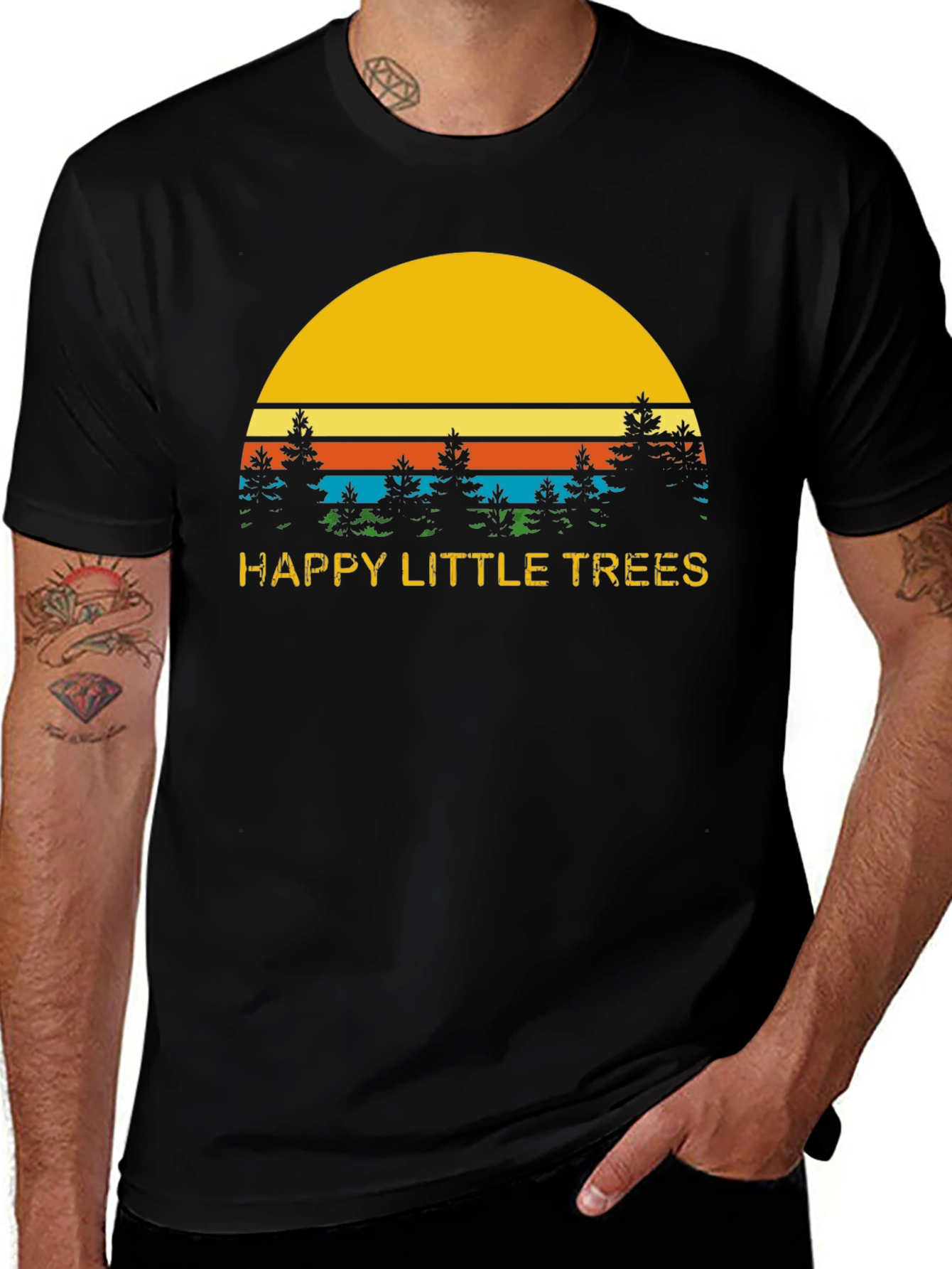 Variant 17 of Happy Little Trees Graphic Tee - Vintage Style