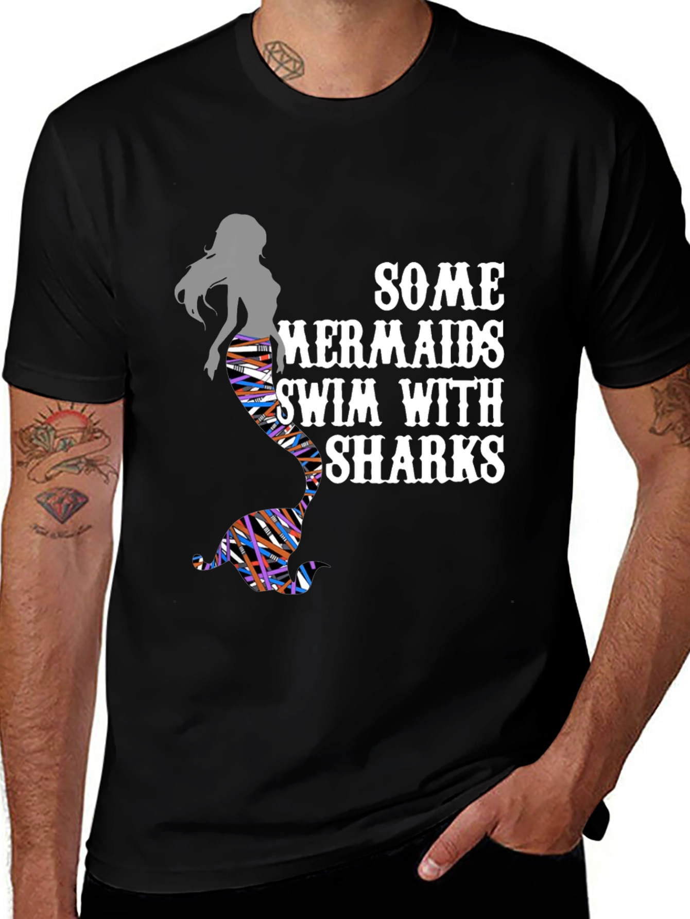 Variant 27 of Some Mermaids Swim With Sharks Graphic Tee
