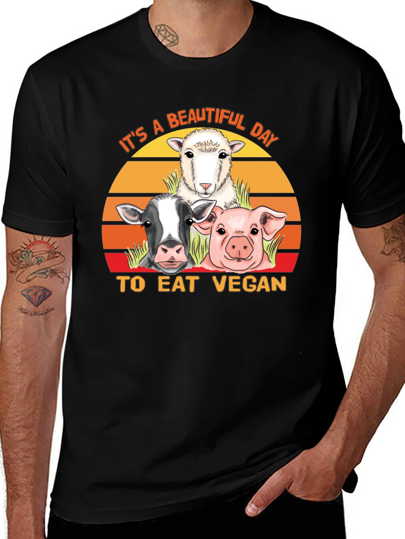 Variant 16 of Eat Vegan T-Shirt - Farm Animal Graphic Tee