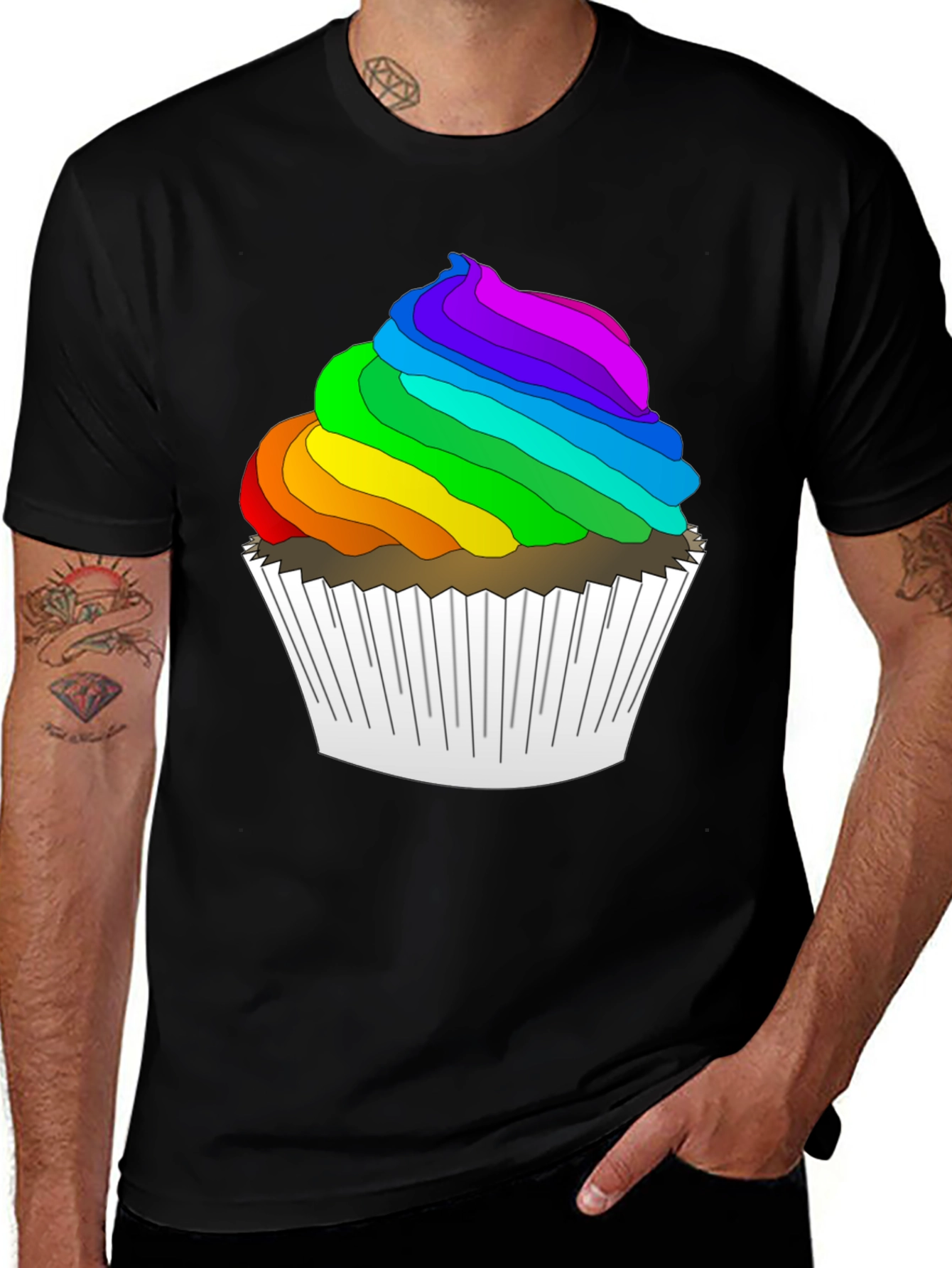 Variant 3 of Rainbow Cupcake T-Shirt - Fun & Festive!