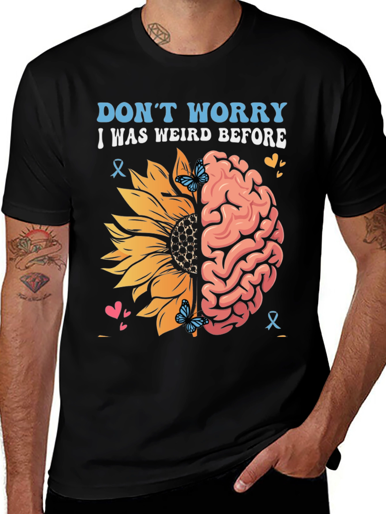 Variant 10 of Weird Before T-Shirt Sunflower Brain Design