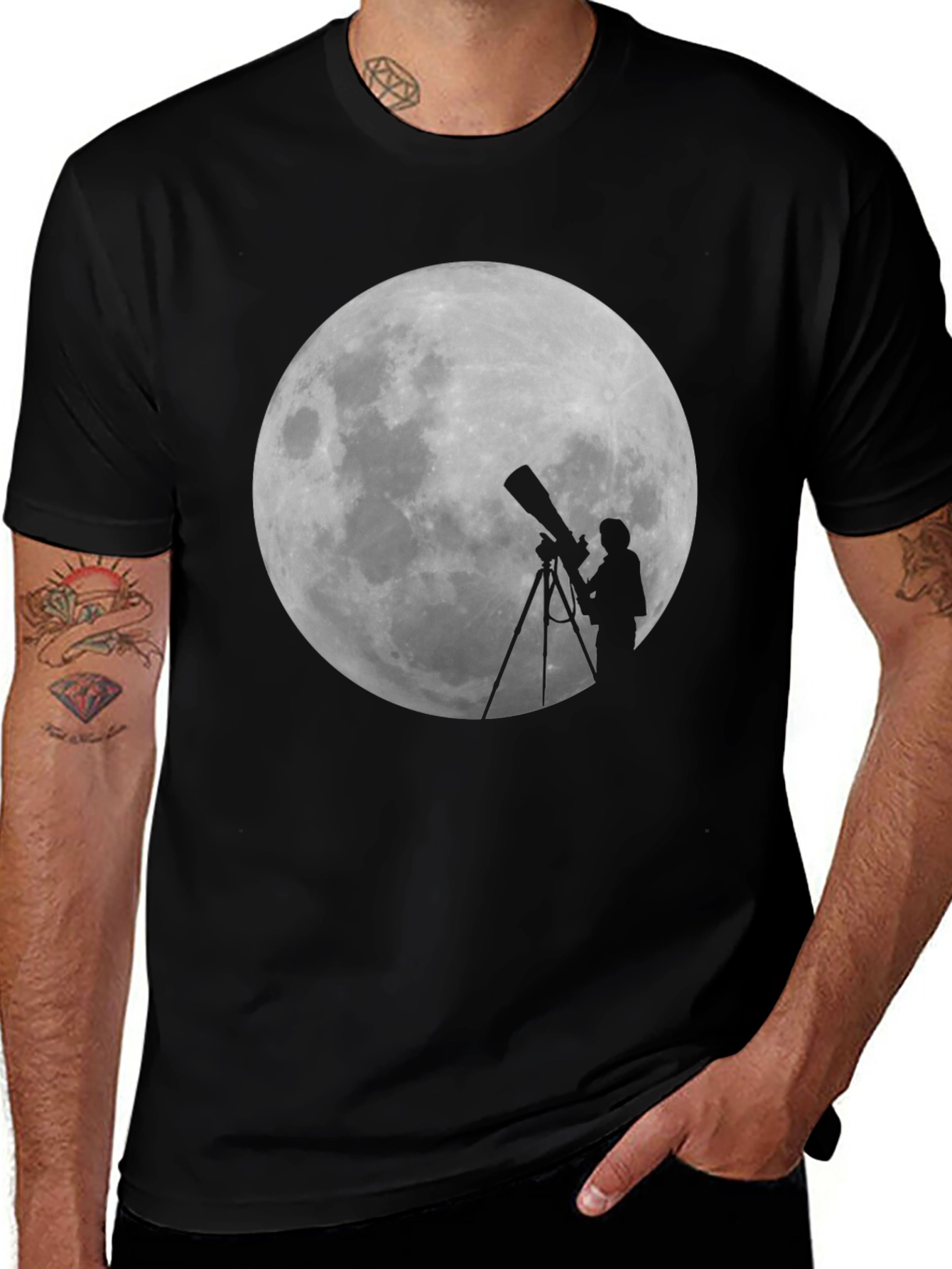 Variant 26 of Moon Gazing Telescope Graphic T-Shirt