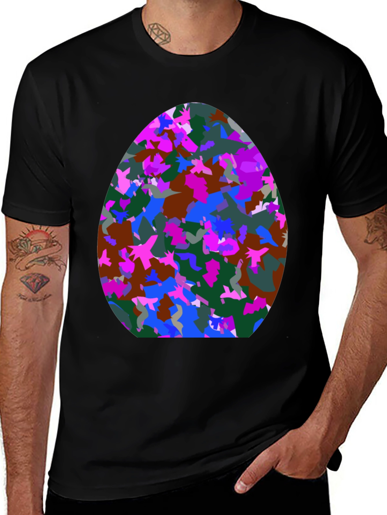 Variant 23 of Abstract Egg Pattern Black T-Shirt