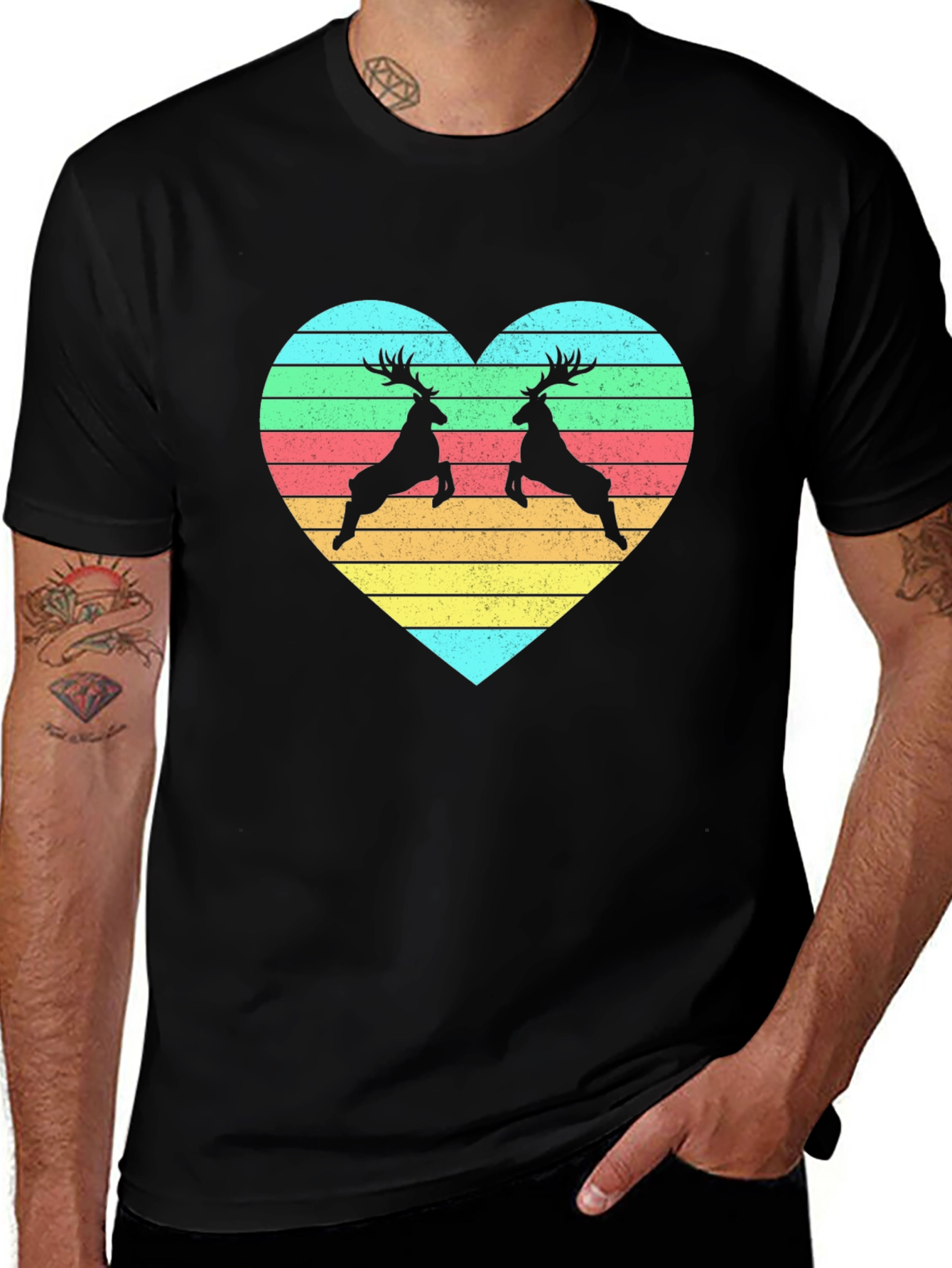 Black Deer Love Heart Black Tee main image