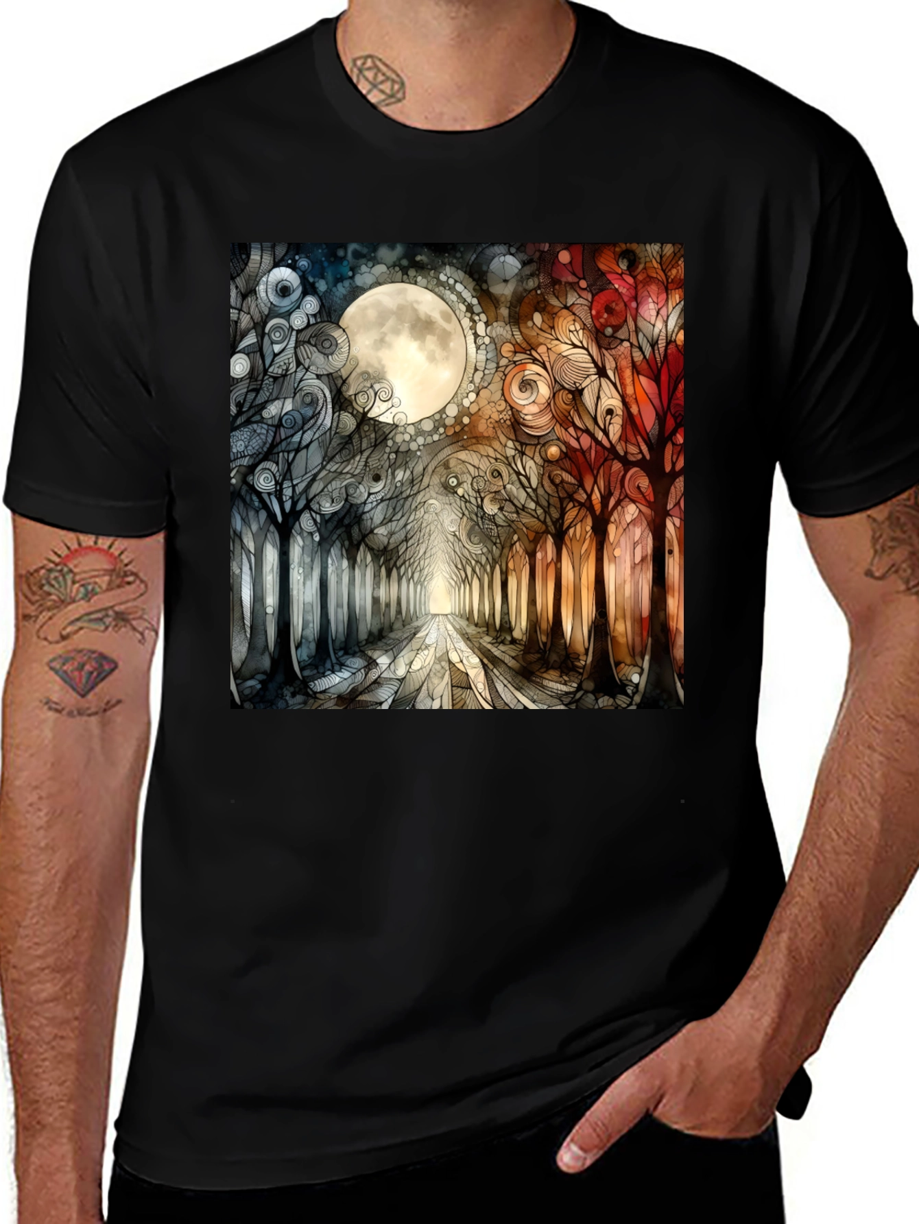 Variant 30 of Mystic Moonlit Forest Graphic Tee