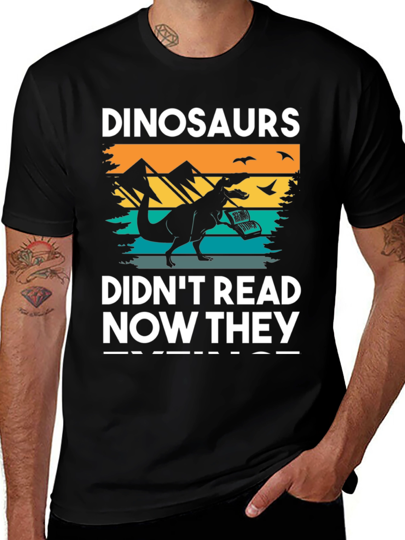 Variant 18 of Dinosaurs Didn't Read T-Shirt