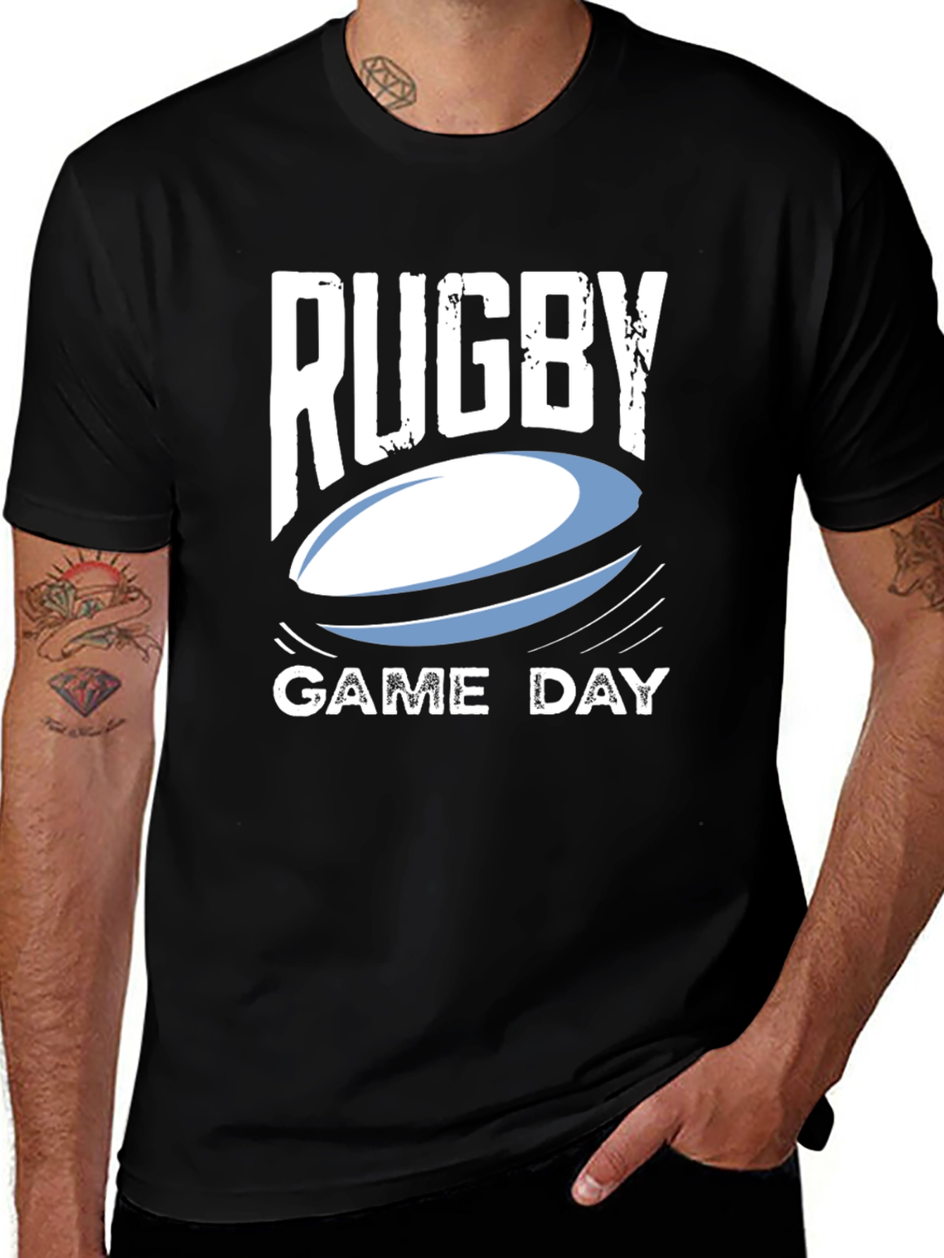 Variant 16 of Rugby Game Day Black Graphic T-Shirt