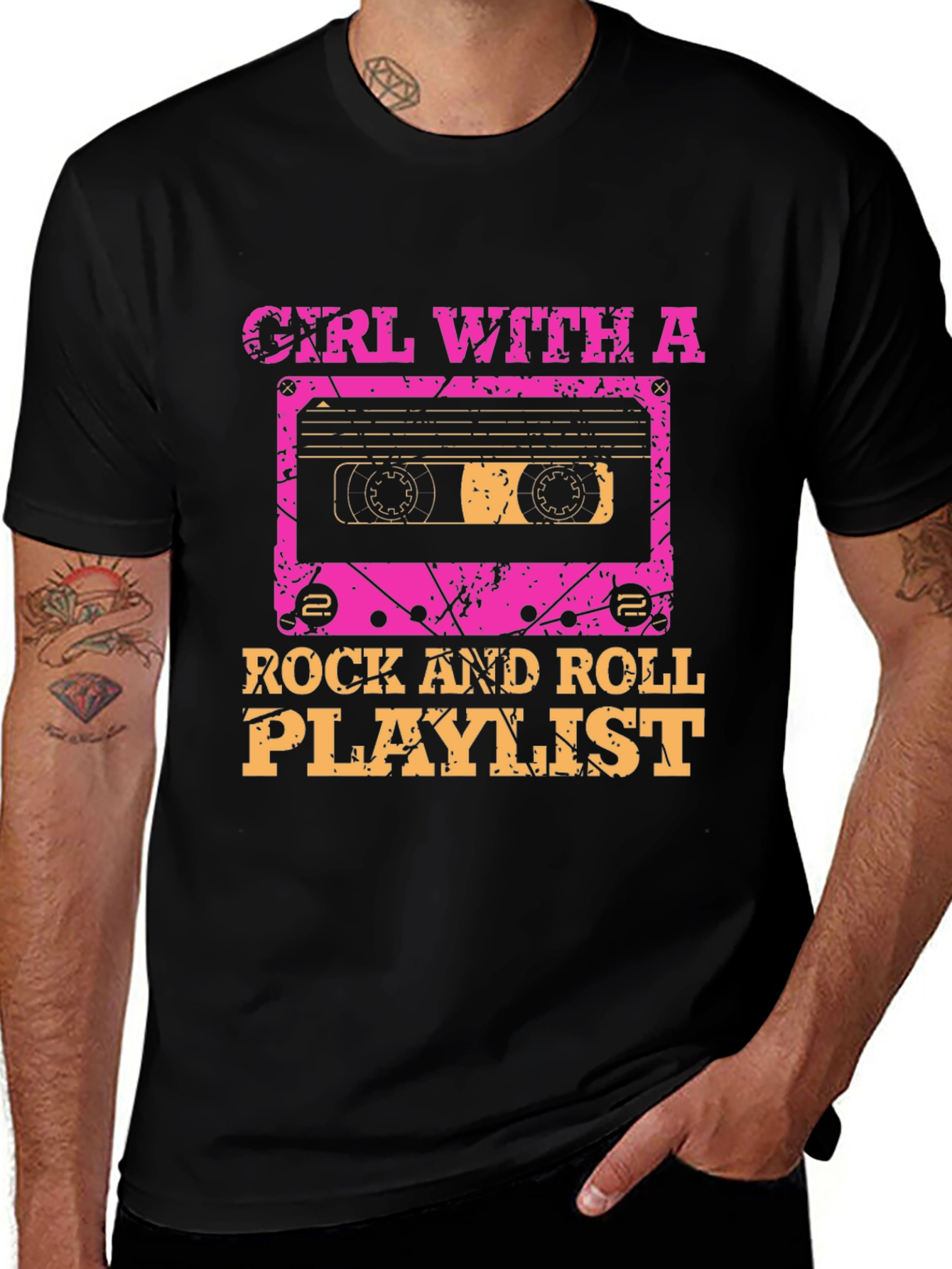 Girl With A Rock And Roll Playlist T-Shirt