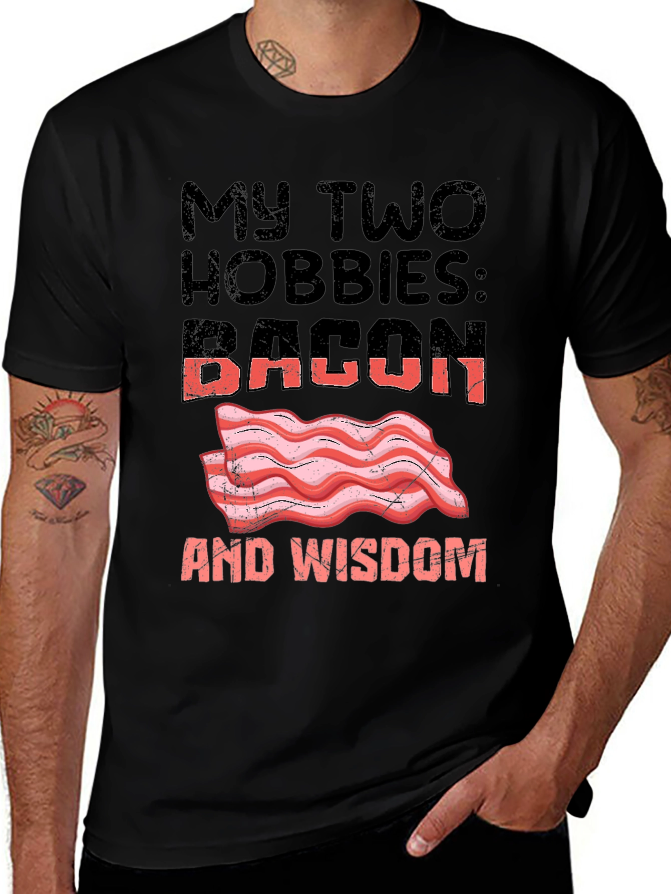 Variant 23 of Bacon and Wisdom Graphic T-Shirt, Funny Hobby Tee
