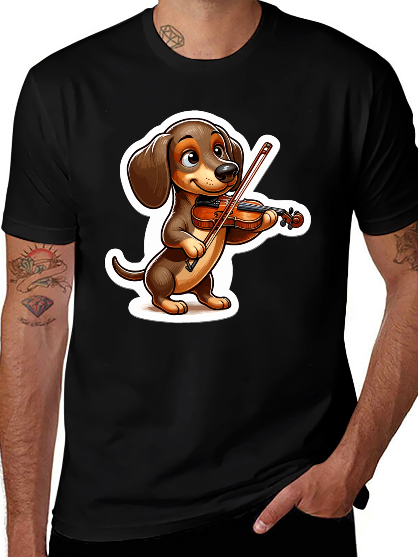Variant 28 of Dachshund Violinist T-Shirt - Cute Dog Lover Tee