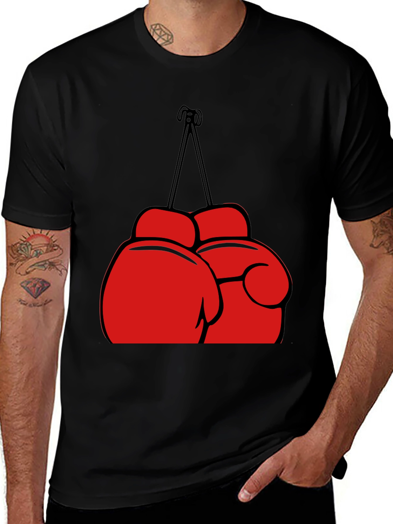 Variant 21 of Boxing Gloves Graphic T-Shirt - Black