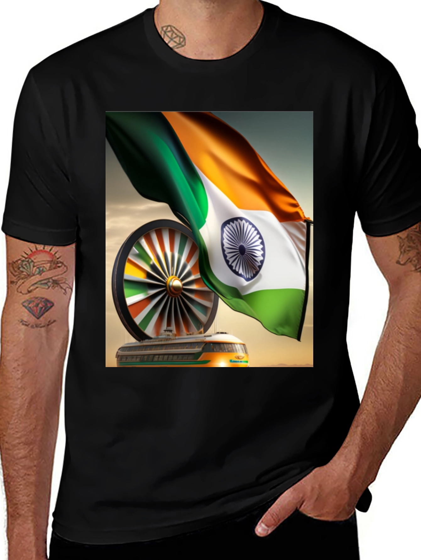 India Flag Train Graphic Tee