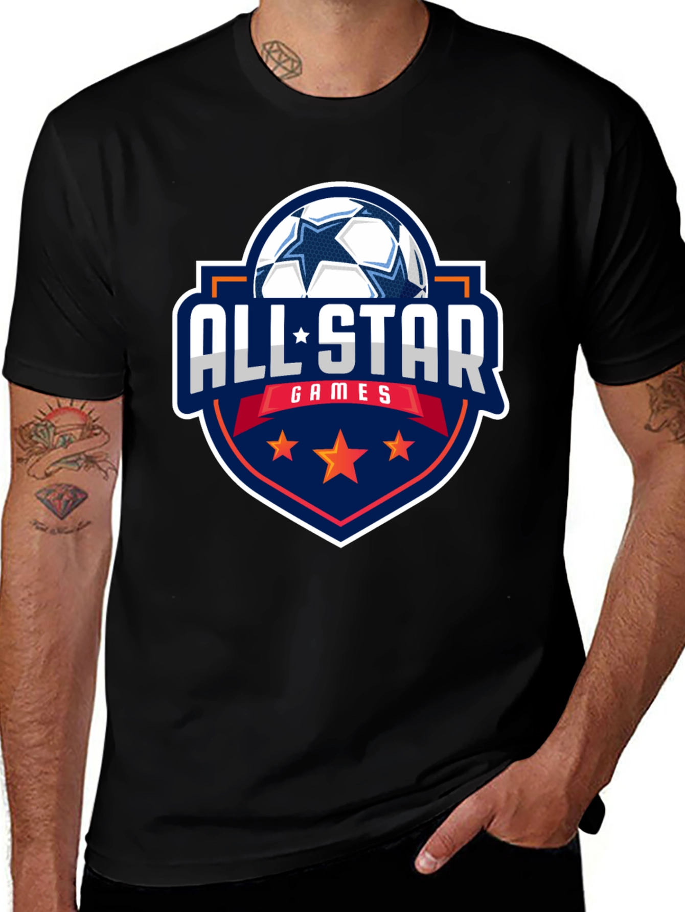 Variant 24 of All-Star Games Soccer Graphic Tee - Black Cotton