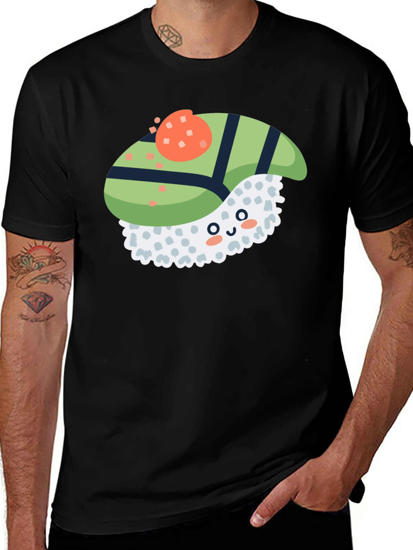 Variant 3 of Sushi Lover Black T-Shirt - Cute & Unique Design