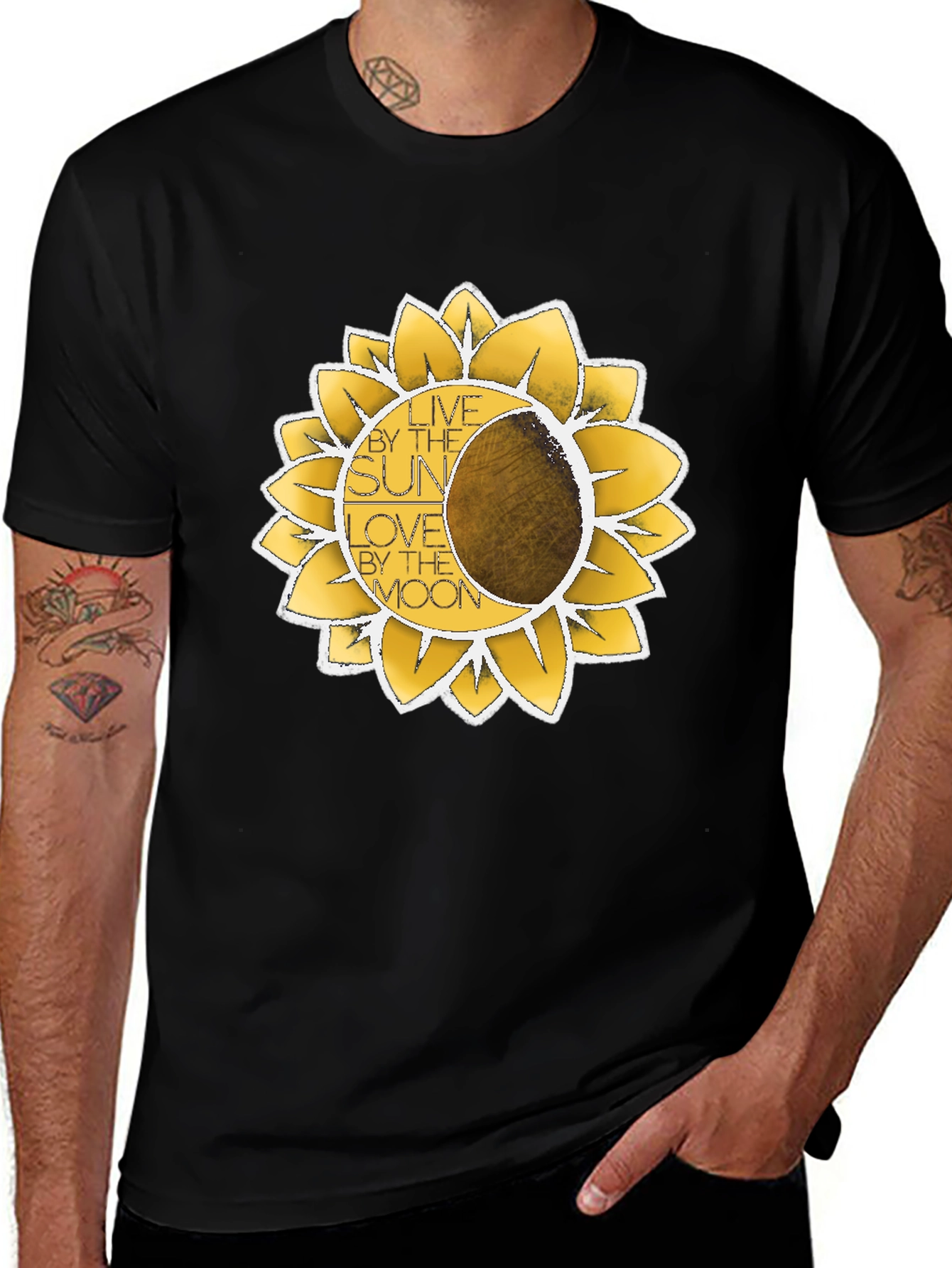 Variant 3 of Sunflower Graphic T-Shirt - Live By The Sun Love By The Moon