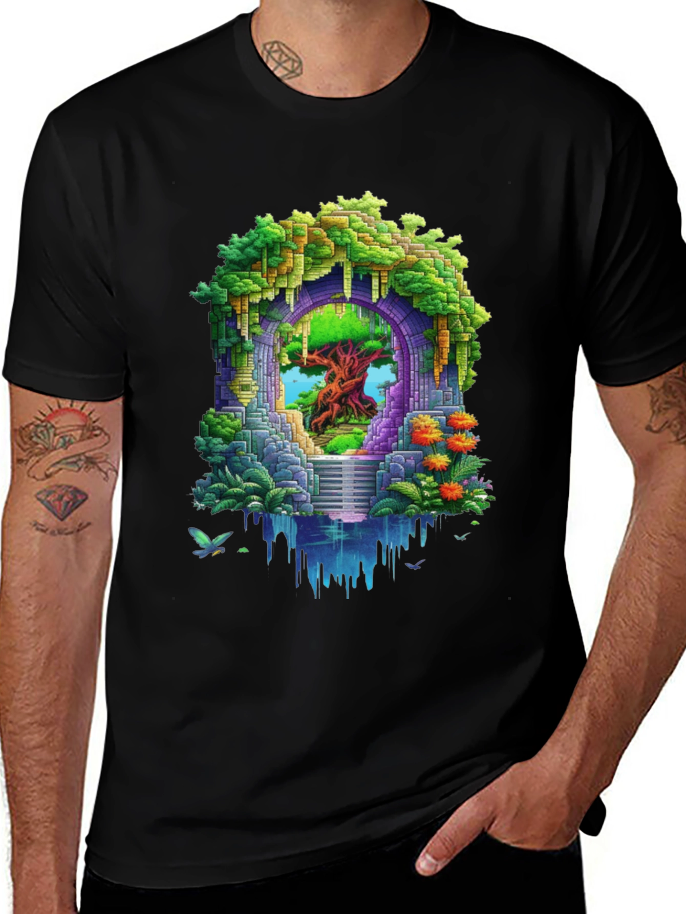 Variant 11 of Enchanted Portal Graphic Tee - Nature Inspired Design