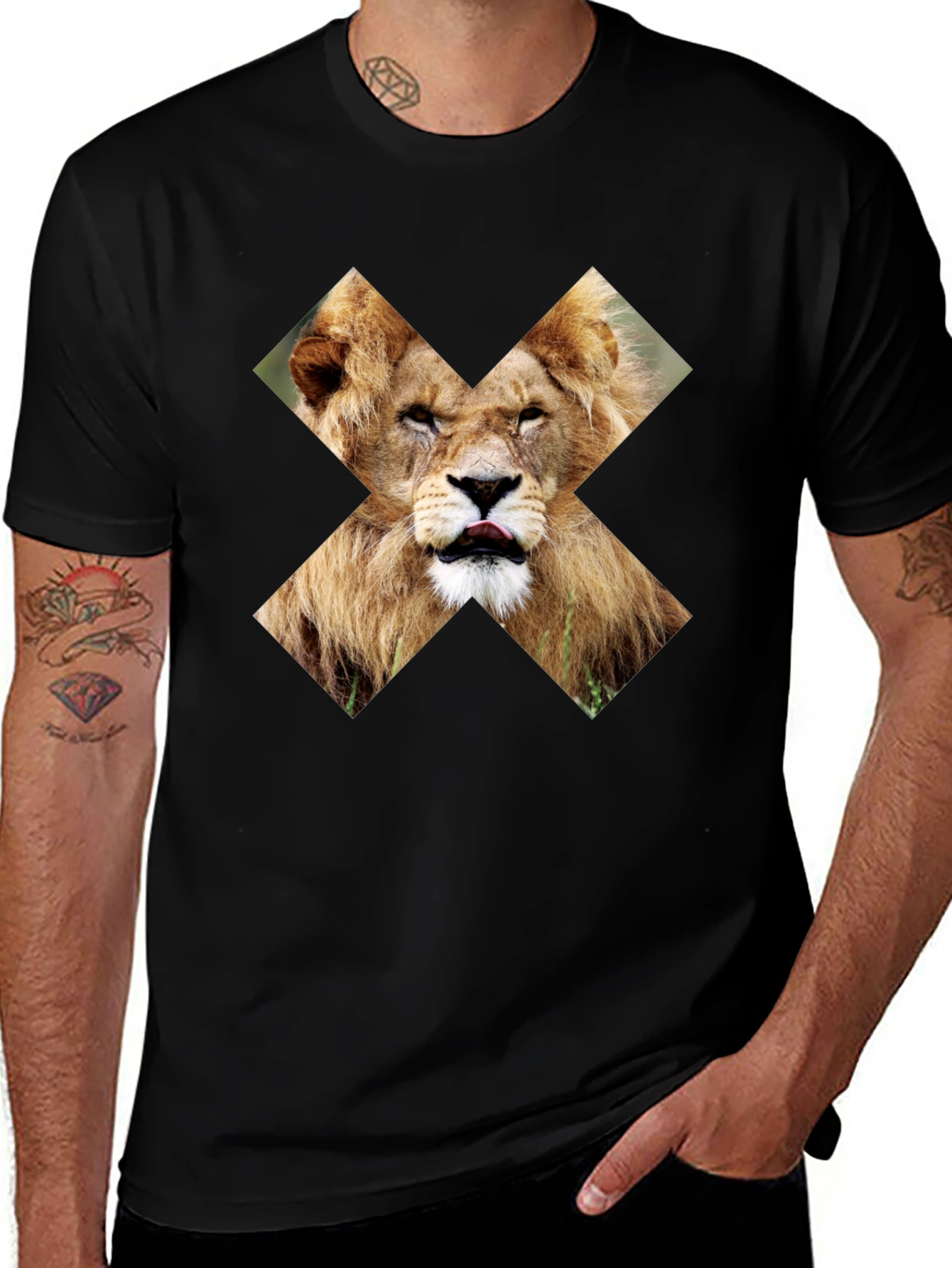 Lion X Graphic Black T-Shirt