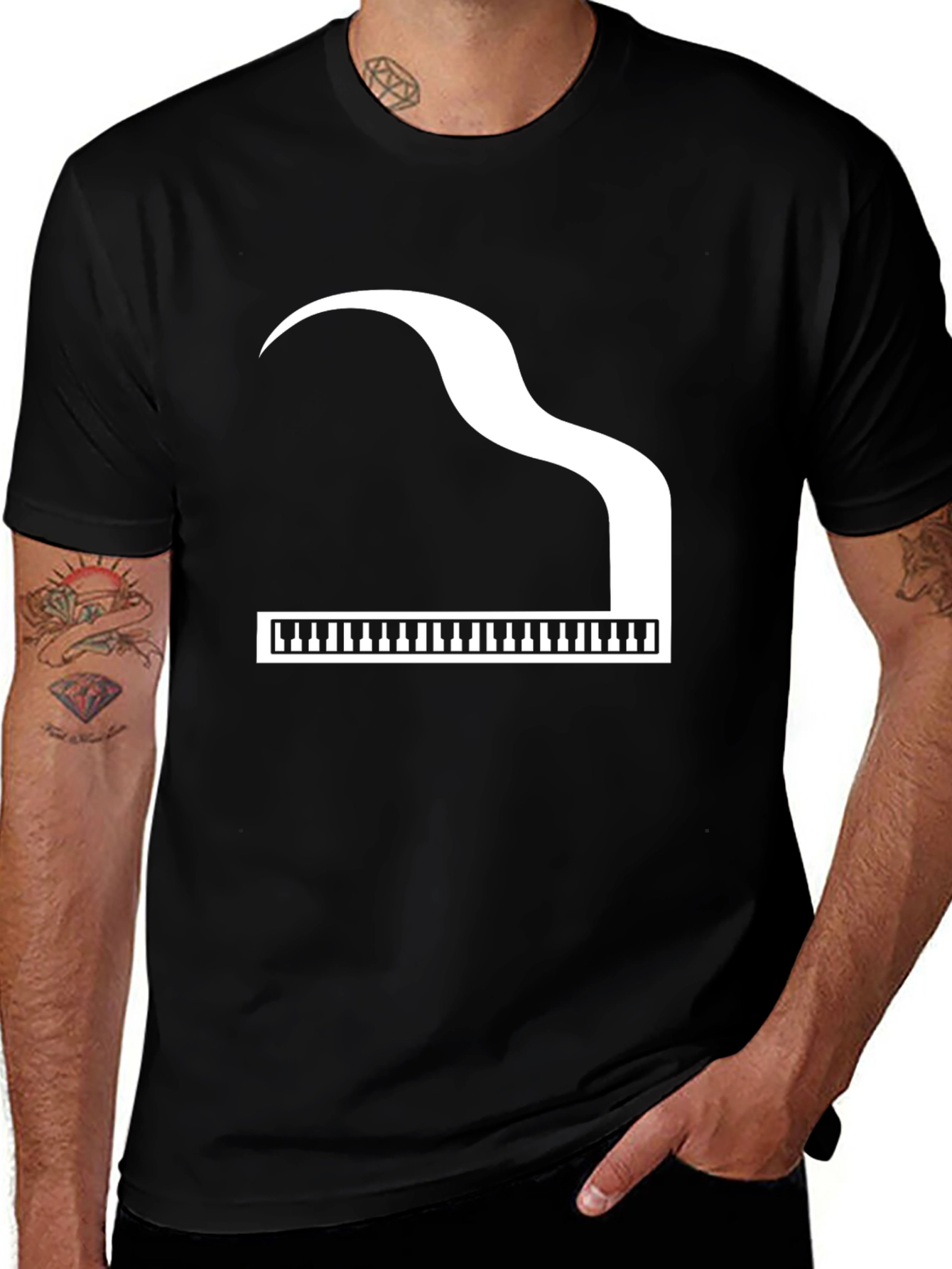 Variant 11 of Piano Graphic Black T-Shirt