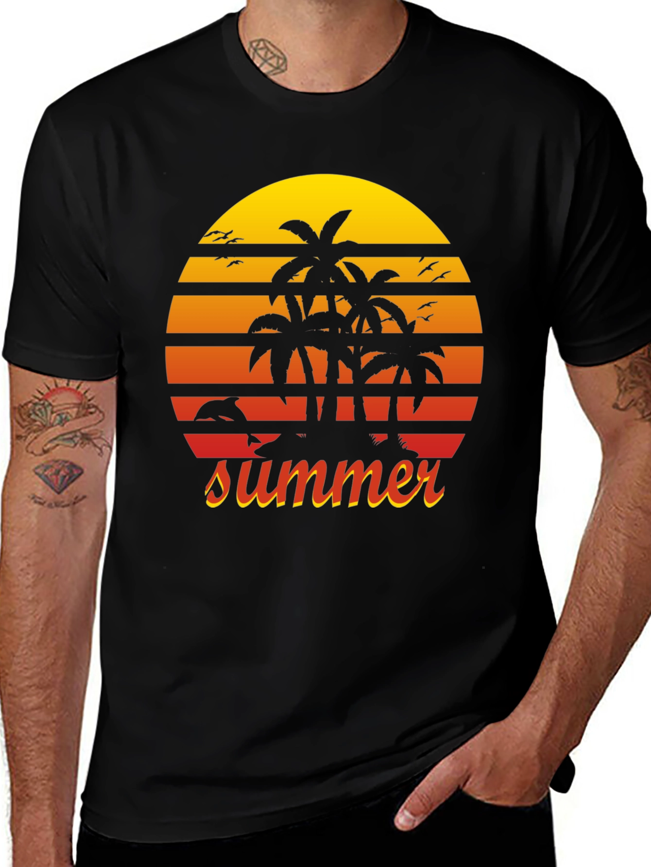 Variant 21 of Summer Palm Tree Sunset Graphic Tee
