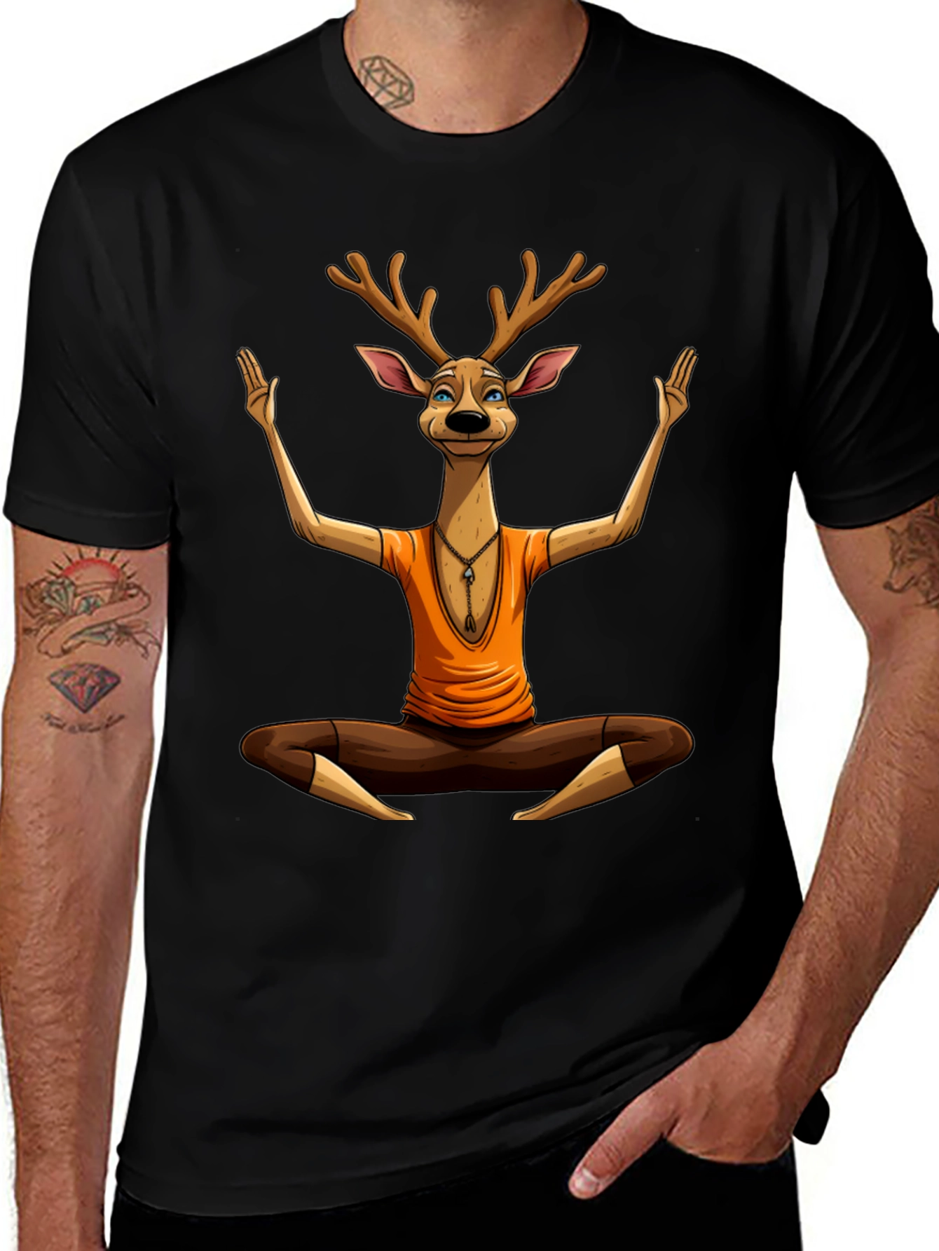 Variant 23 of Yoga Deer Graphic T-Shirt - Relaxed Fit