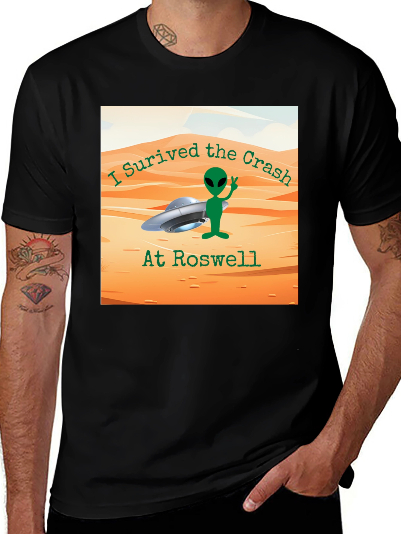 Variant 14 of I Survived Roswell T-Shirt - Alien Crash Humor