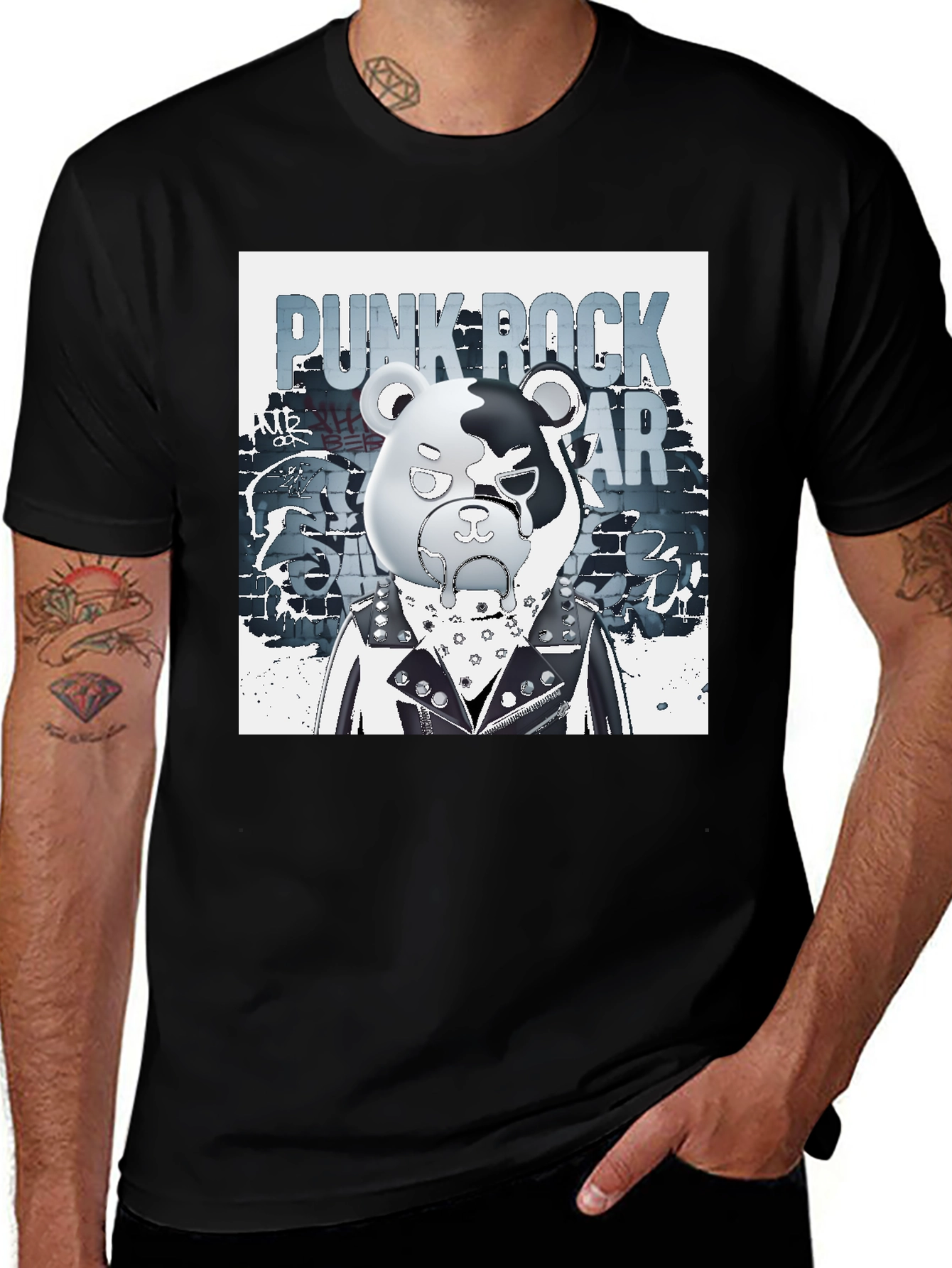 Variant 10 of Punk Rock Bear Graphic Tee