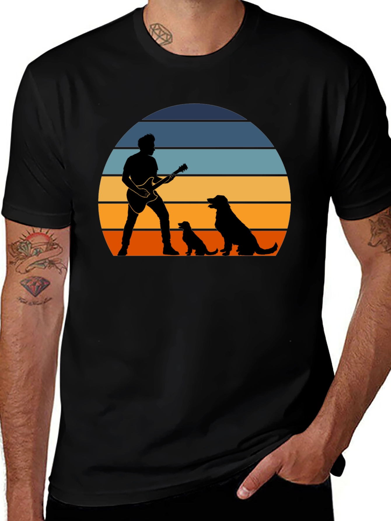 Variant 24 of Sunset Guitarist Dog Lover T-Shirt