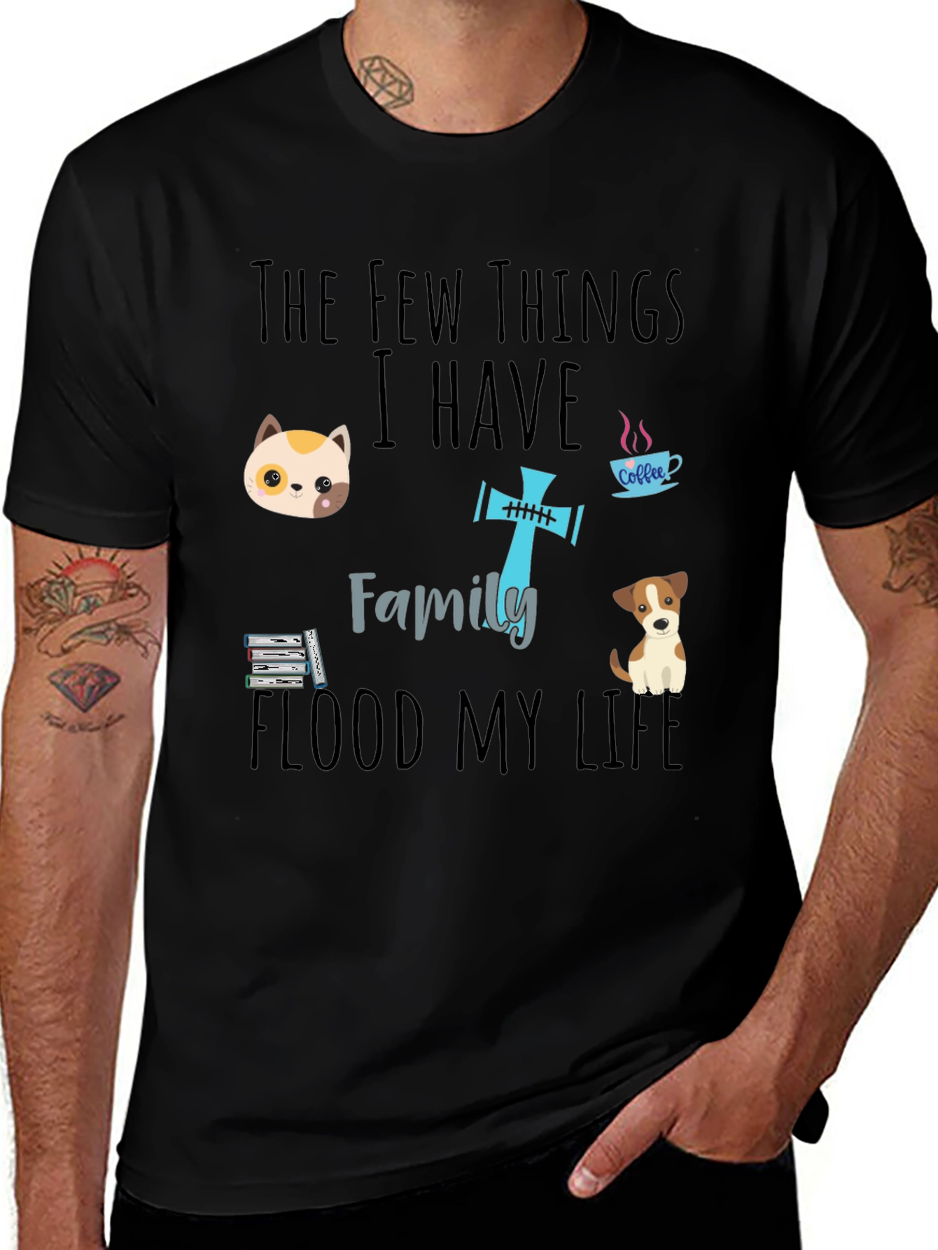 Variant 17 of The Few Things I Have T-Shirt - Cat Dog Family Coffee Book